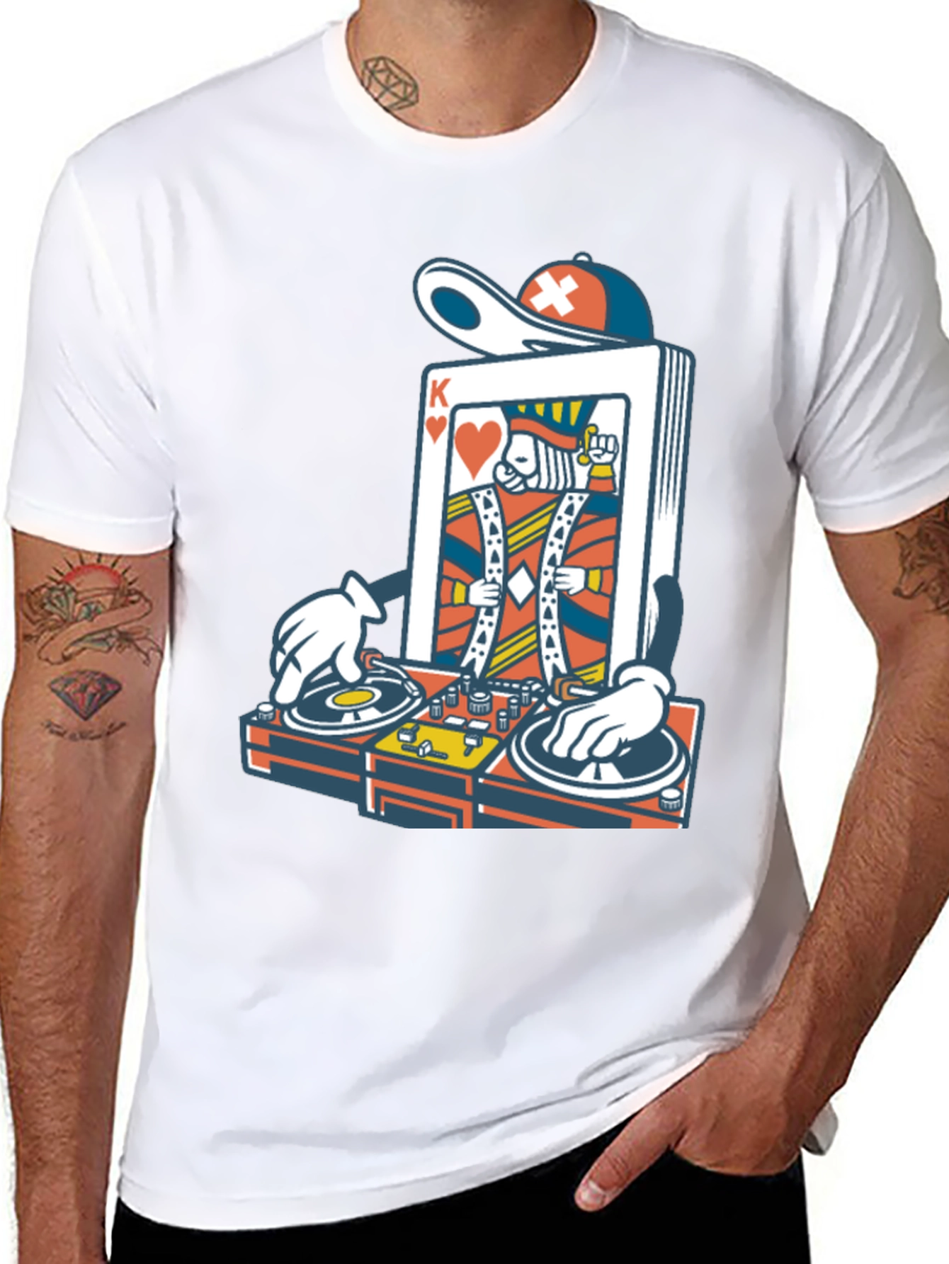 Black King of Hearts DJ Graphic T-Shirt view 8