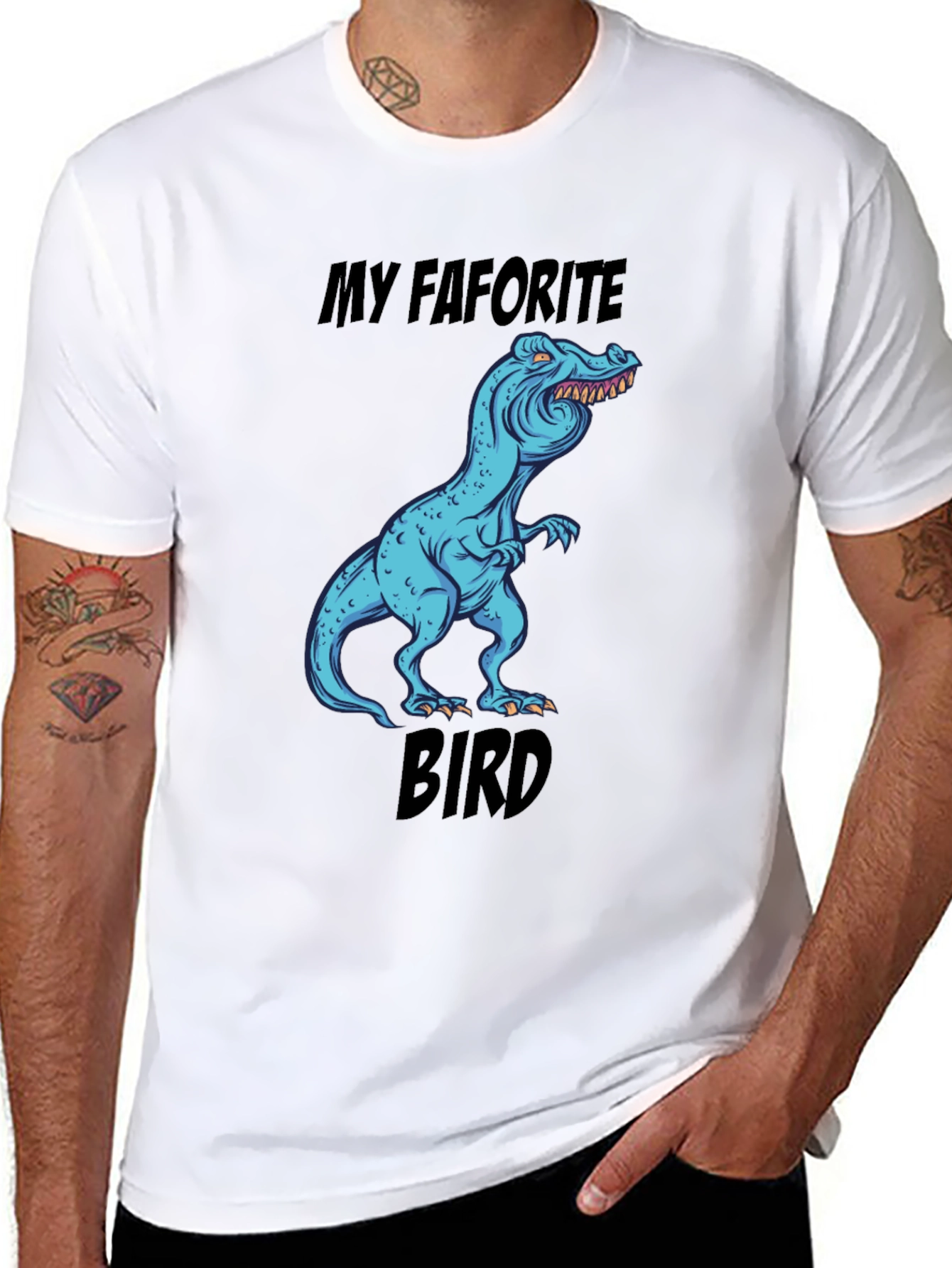 Black Funny Dinosaur T-Shirt: My Favorite Bird view 8