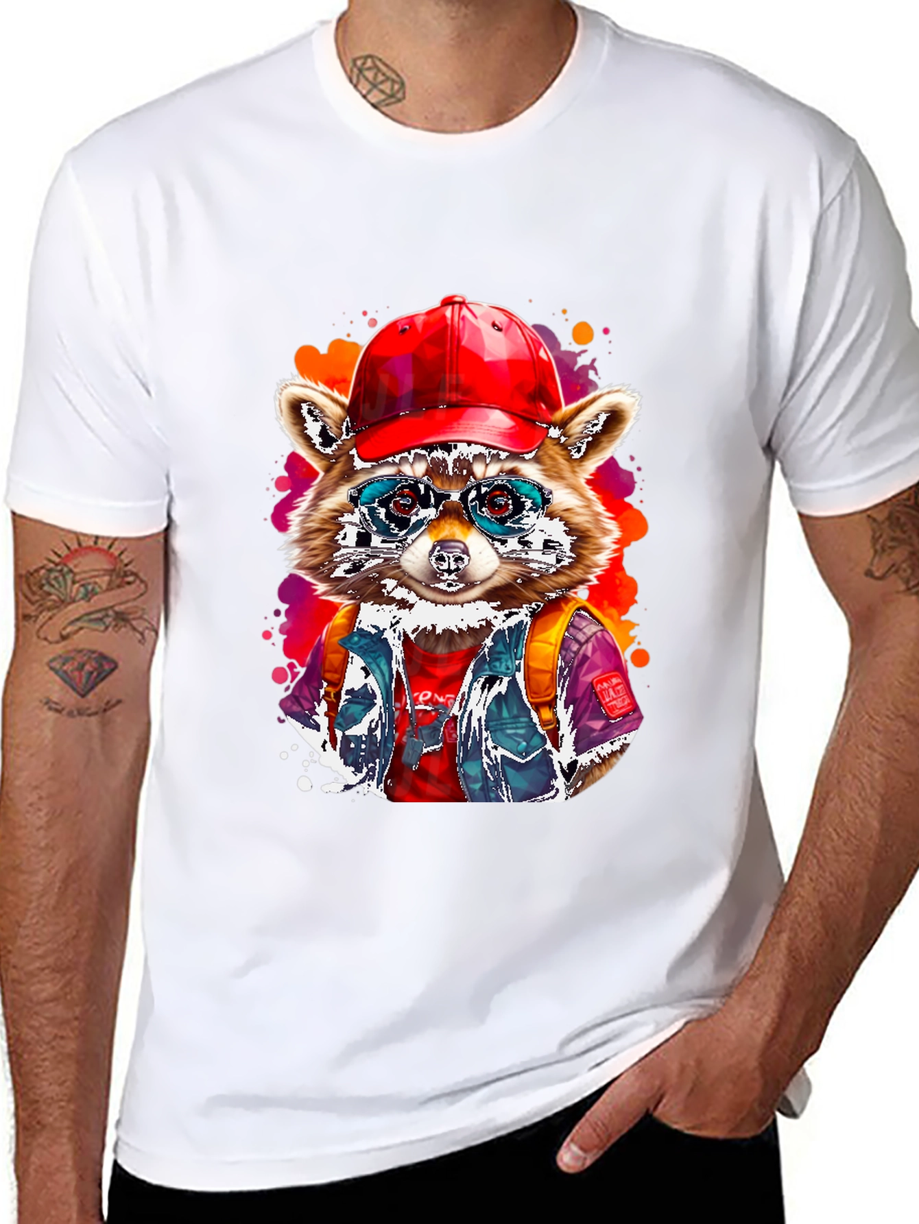 Black Cool Raccoon T-Shirt view 8