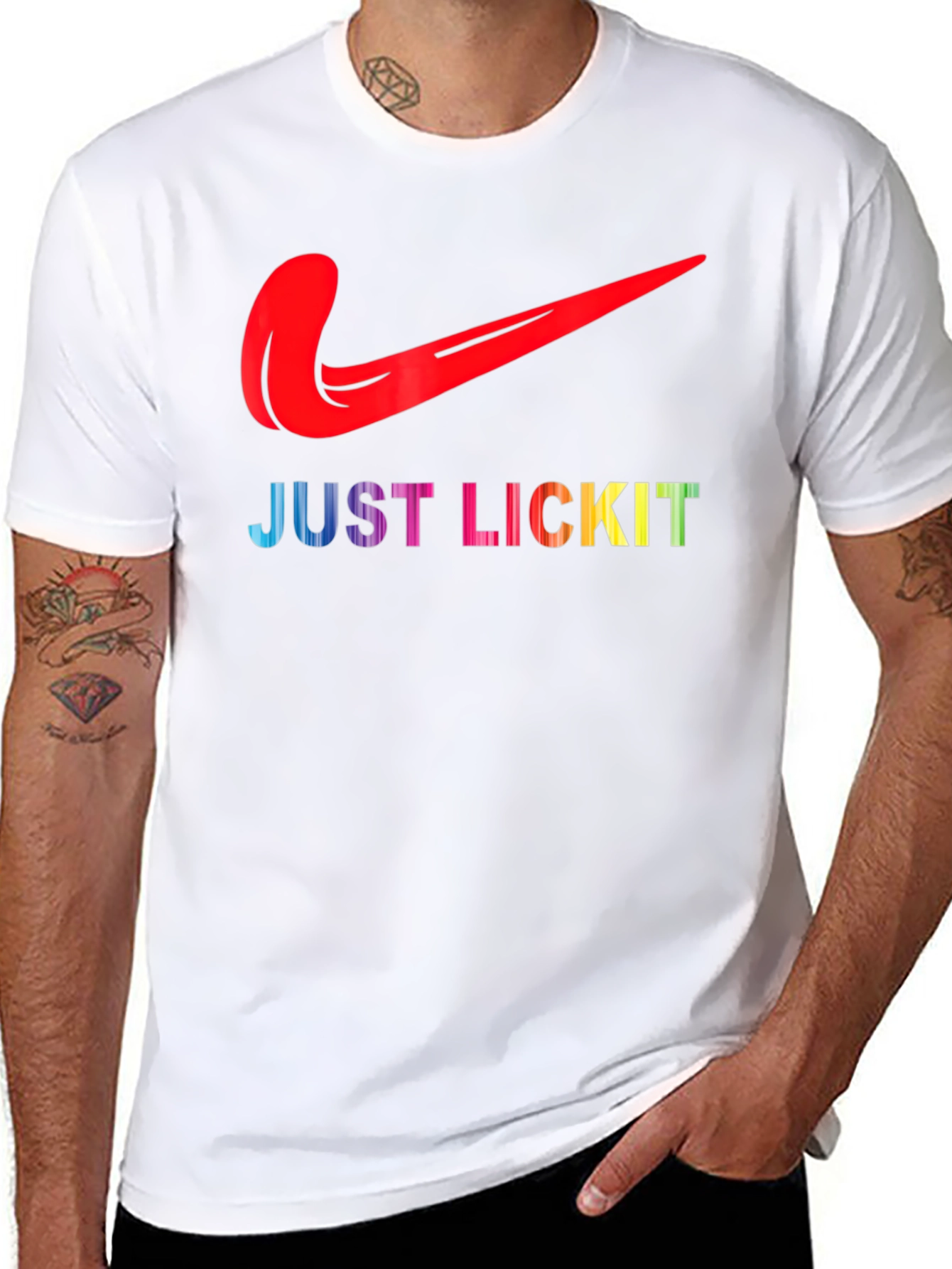 Black Just Lick It Tongue Logo Graphic Tee view 8