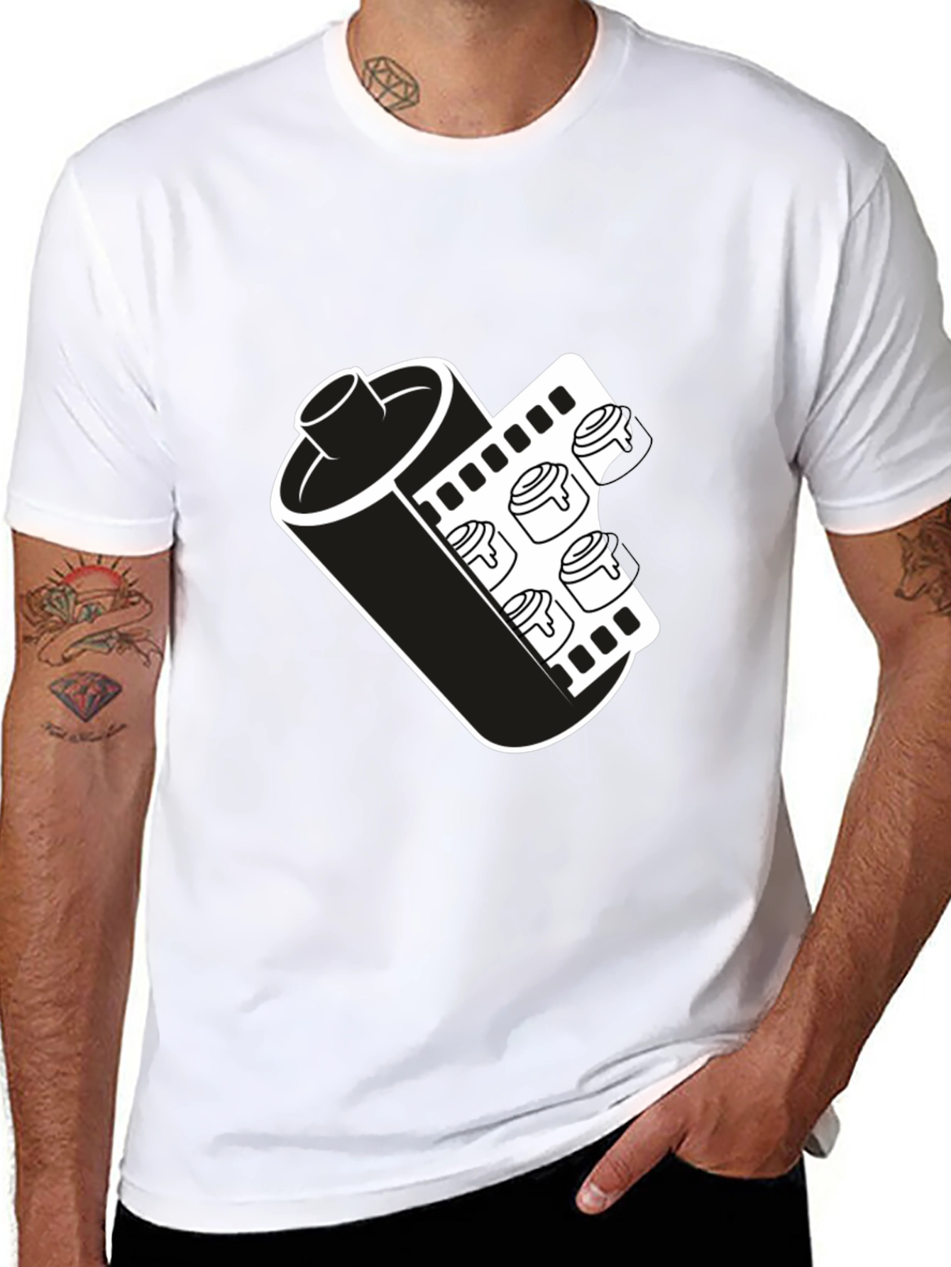Black Retro Film Roll T-Shirt - Classic Photography Tee view 8