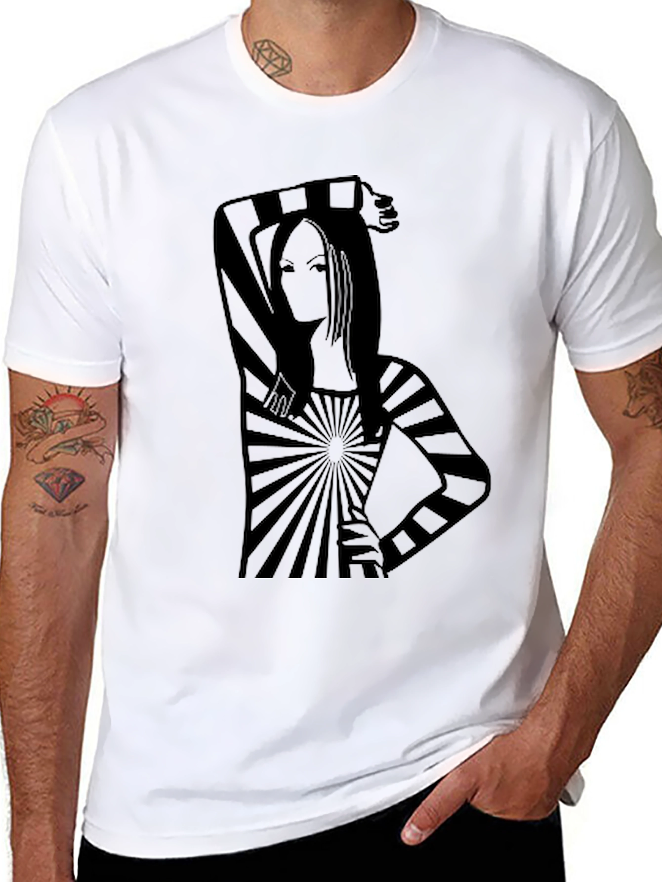 Black Stripped Design T-Shirt view 8
