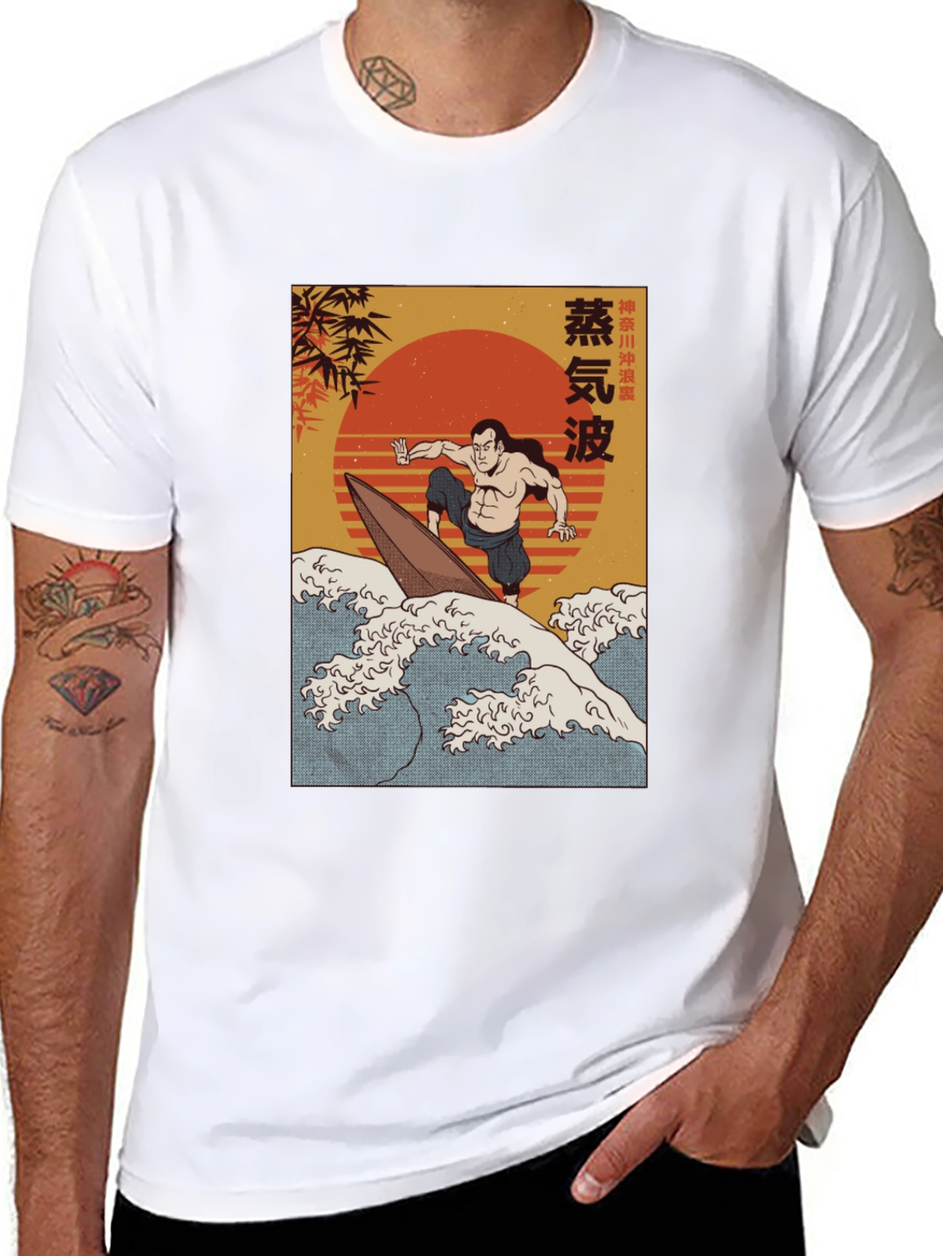 Black Surfer Graphic Tee - Retro Japanese Style view 8