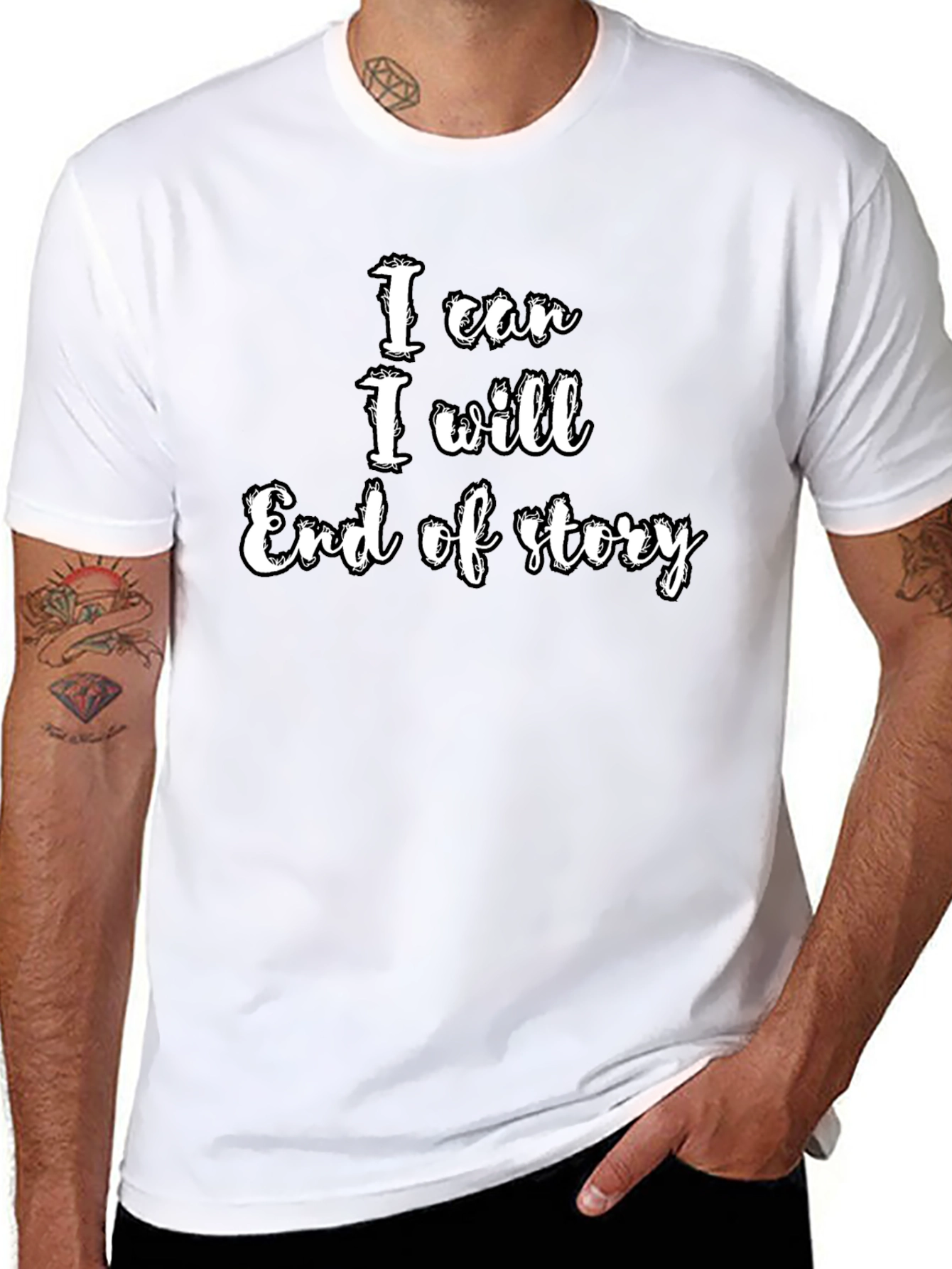 Black I Can, I Will T-Shirt - Motivational Statement Tee view 8