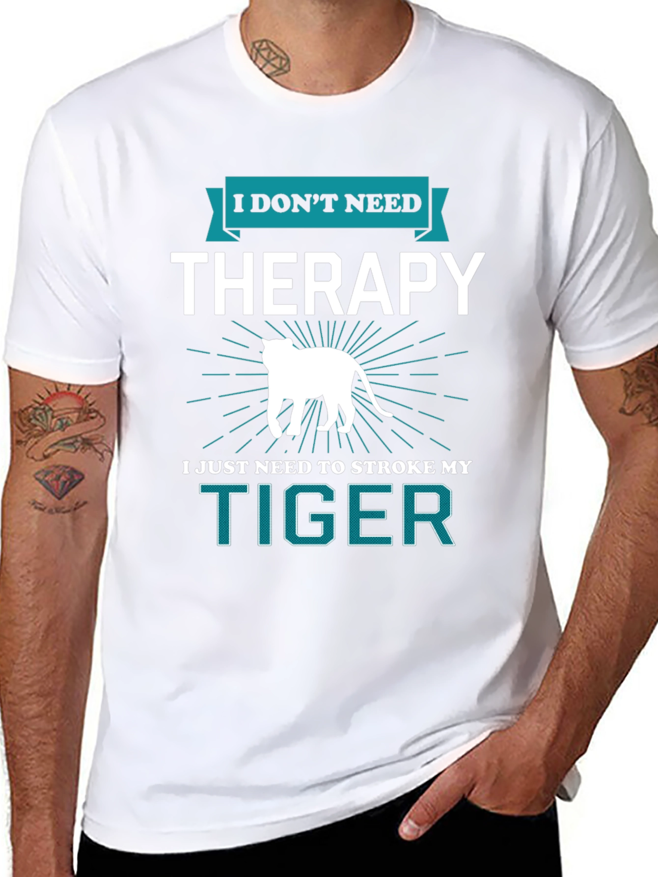 Black I Don't Need Therapy Tiger Graphic Tee view 8