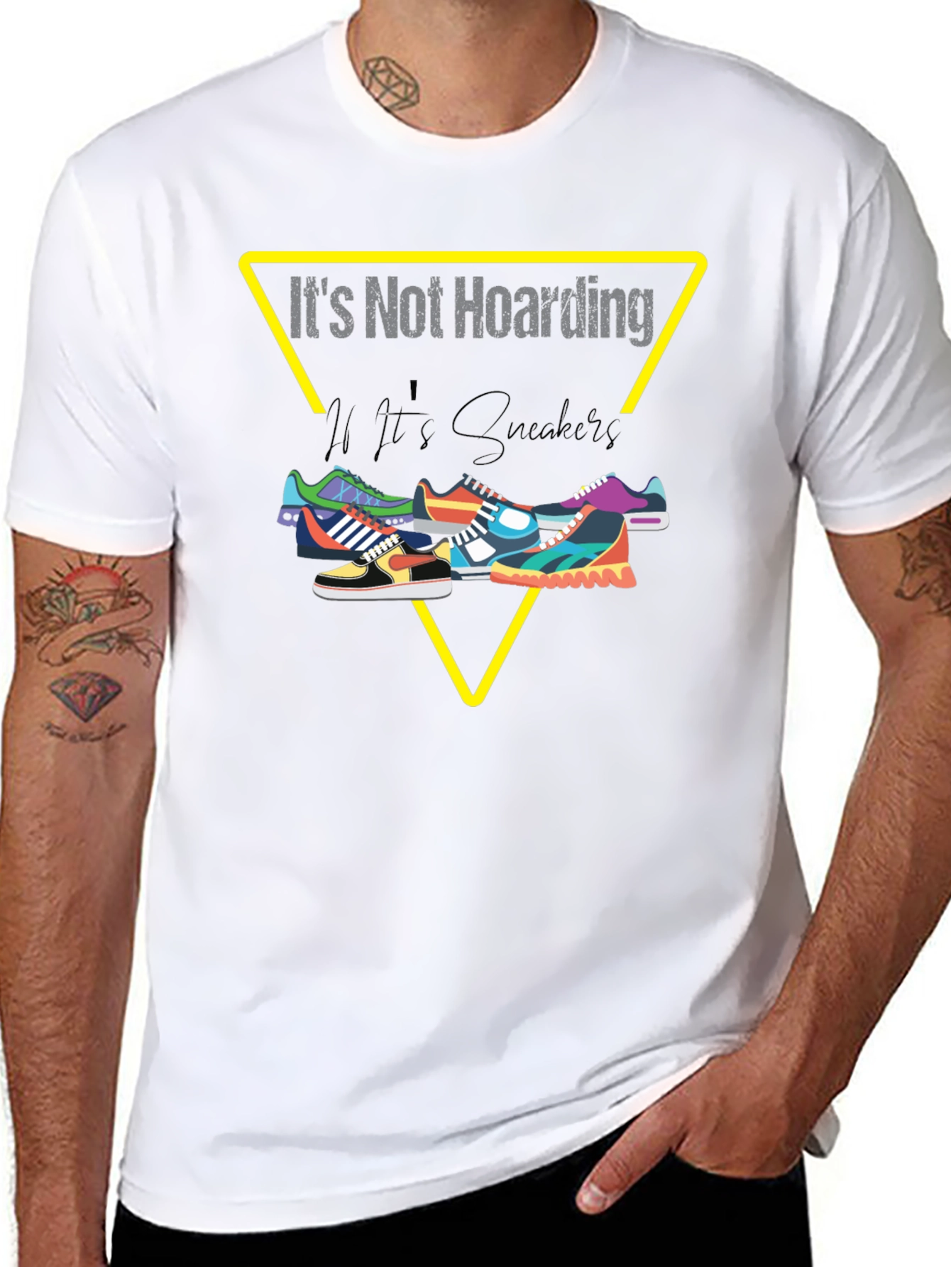 Black It's Not Hoarding If It's Sneakers T-Shirt view 8