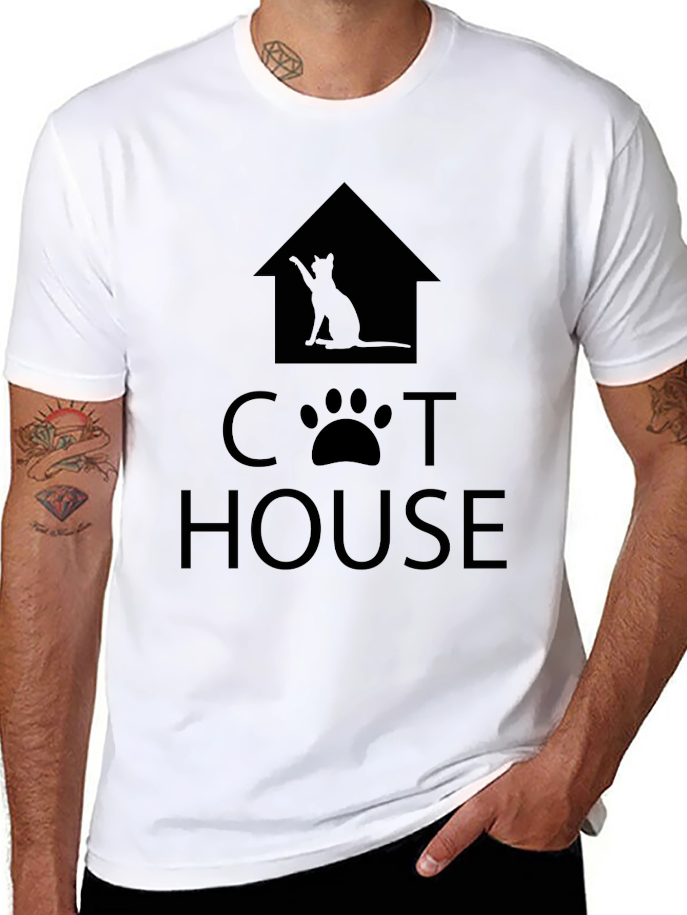 Black Cat House Graphic Print Tee - Unisex view 8
