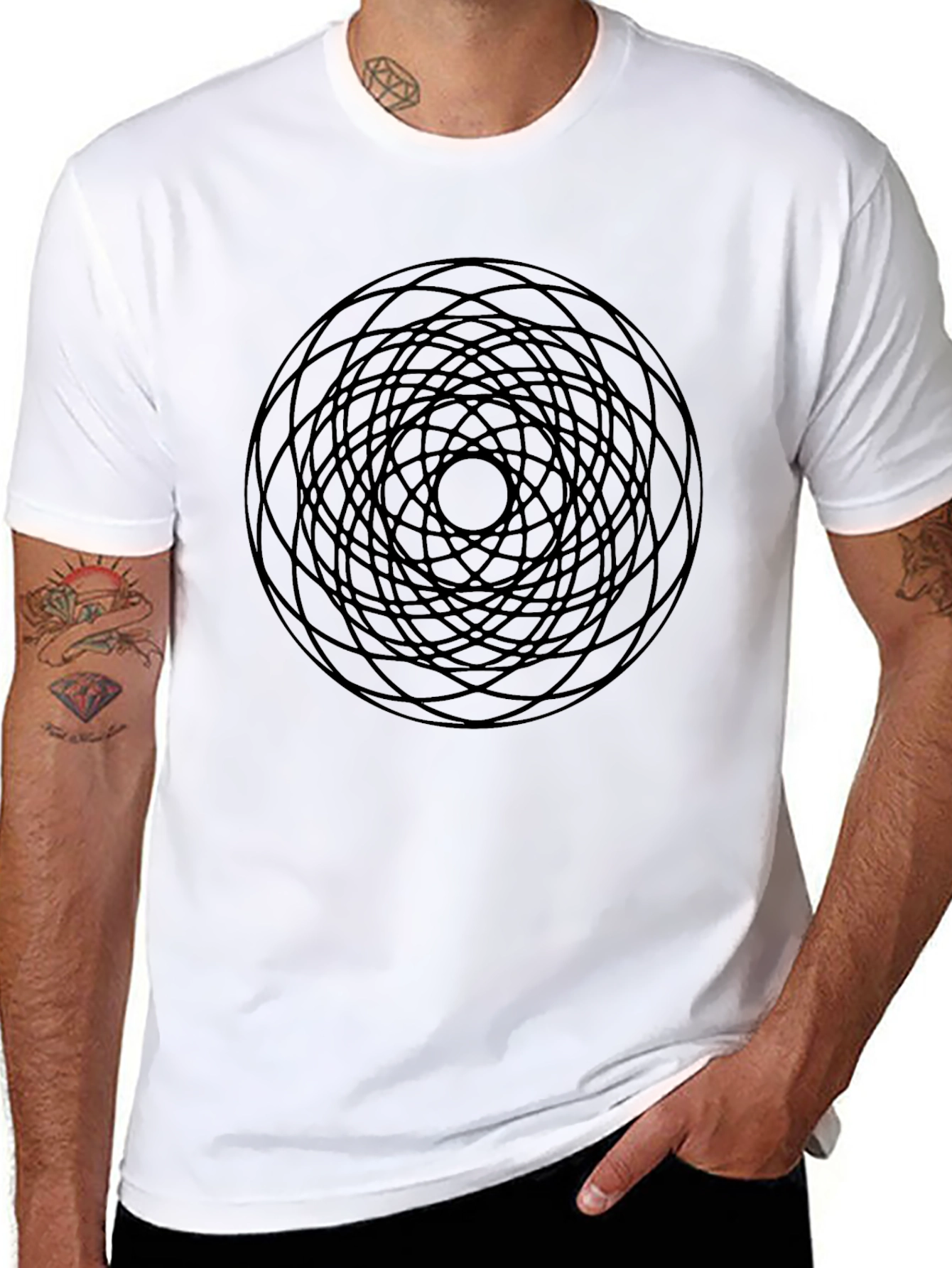Geometric Circle Graphic Black T-Shirt - 8