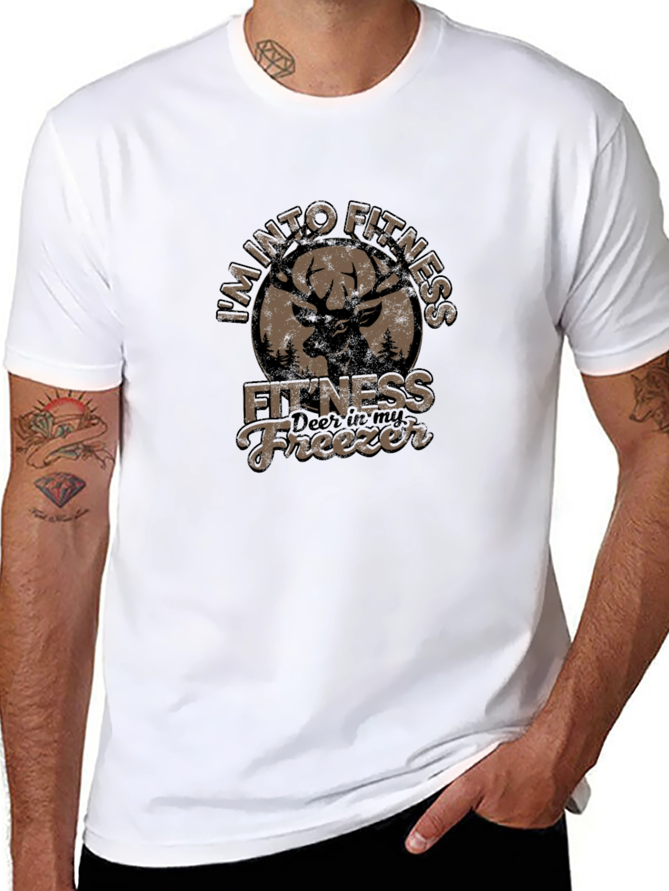 Black I'm Into Fitness Deer Hunting Funny T-Shirt view 8