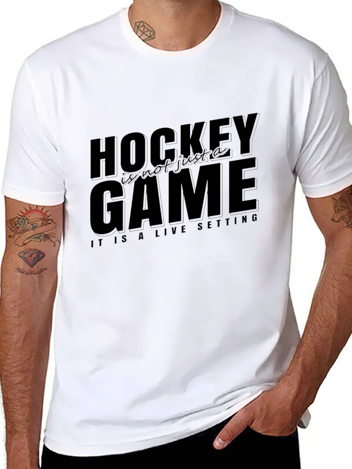 Black Hockey Fan T-Shirt - "Hockey Is Not Just a Game" Tee view 8