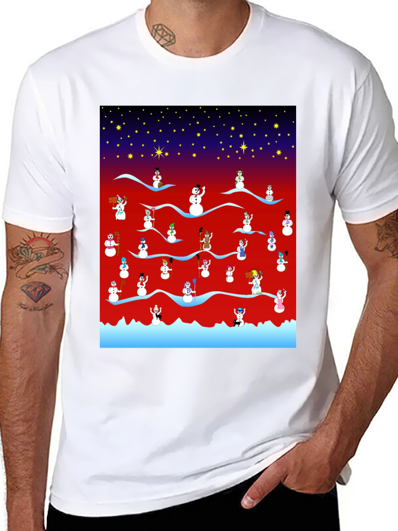Festive Snowman Scene Tee - 8