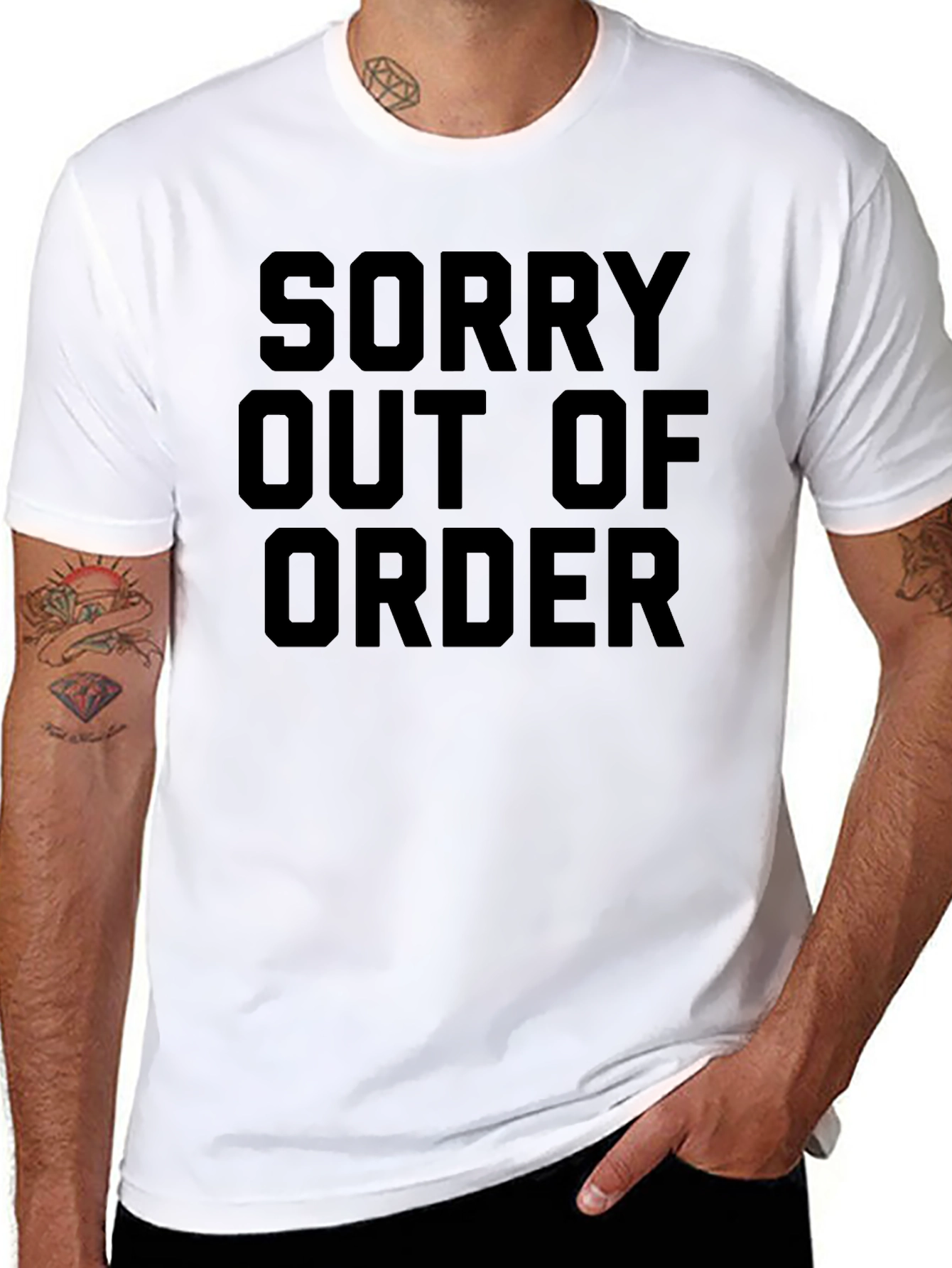 Black Sorry Out of Order Graphic Tee view 8