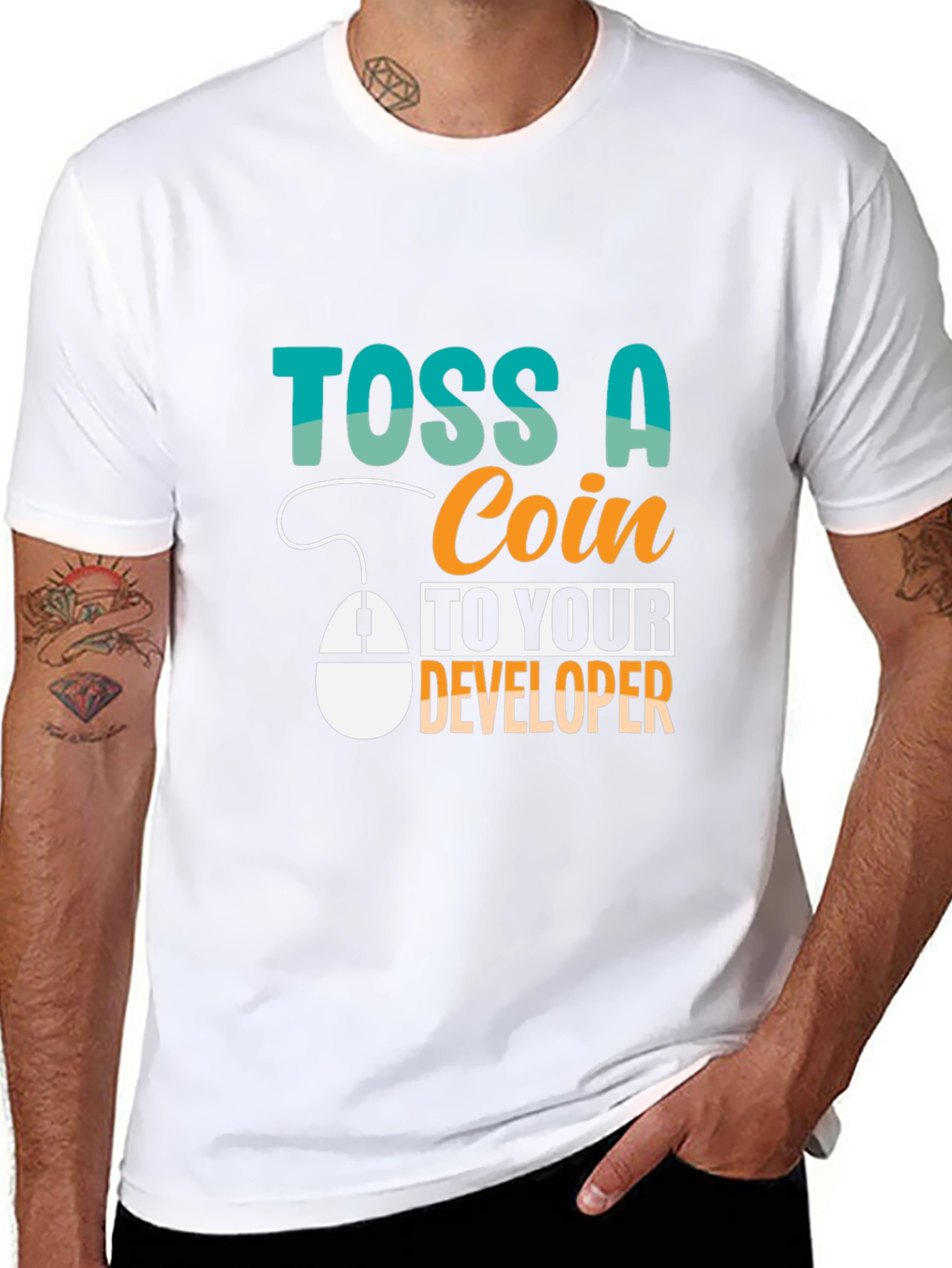 Black Toss a Coin to Your Developer T-Shirt view 8
