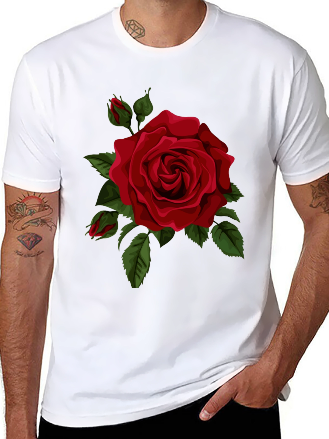 Black Red Rose Graphic Tee view 8
