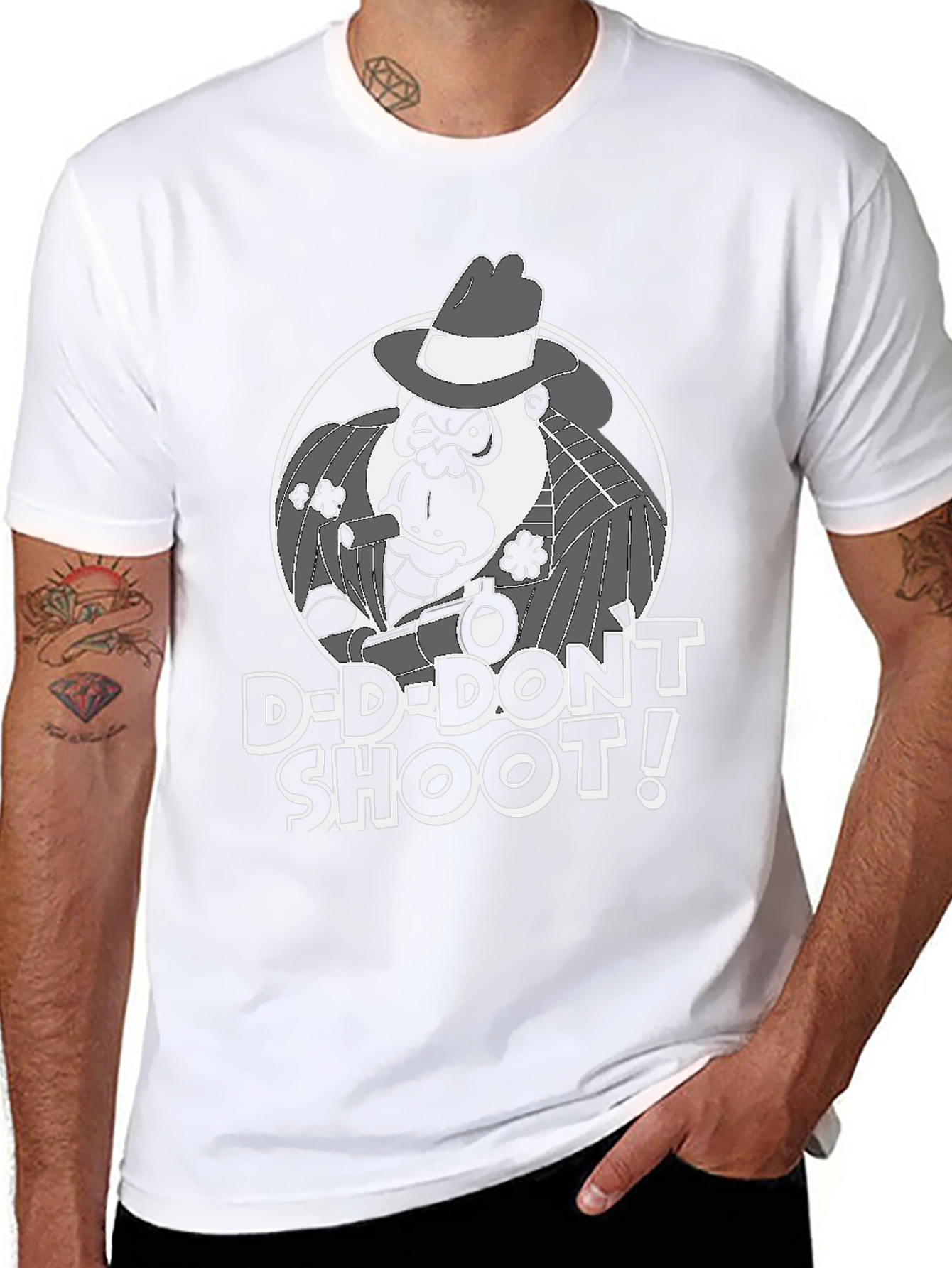 Black Gorilla Gangster Graphic Tee - "D-D-Don't Shoot!" T-Shirt view 8