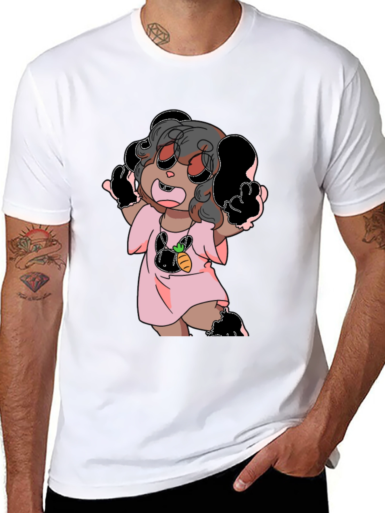 Black Cartoon Print Tee view 8