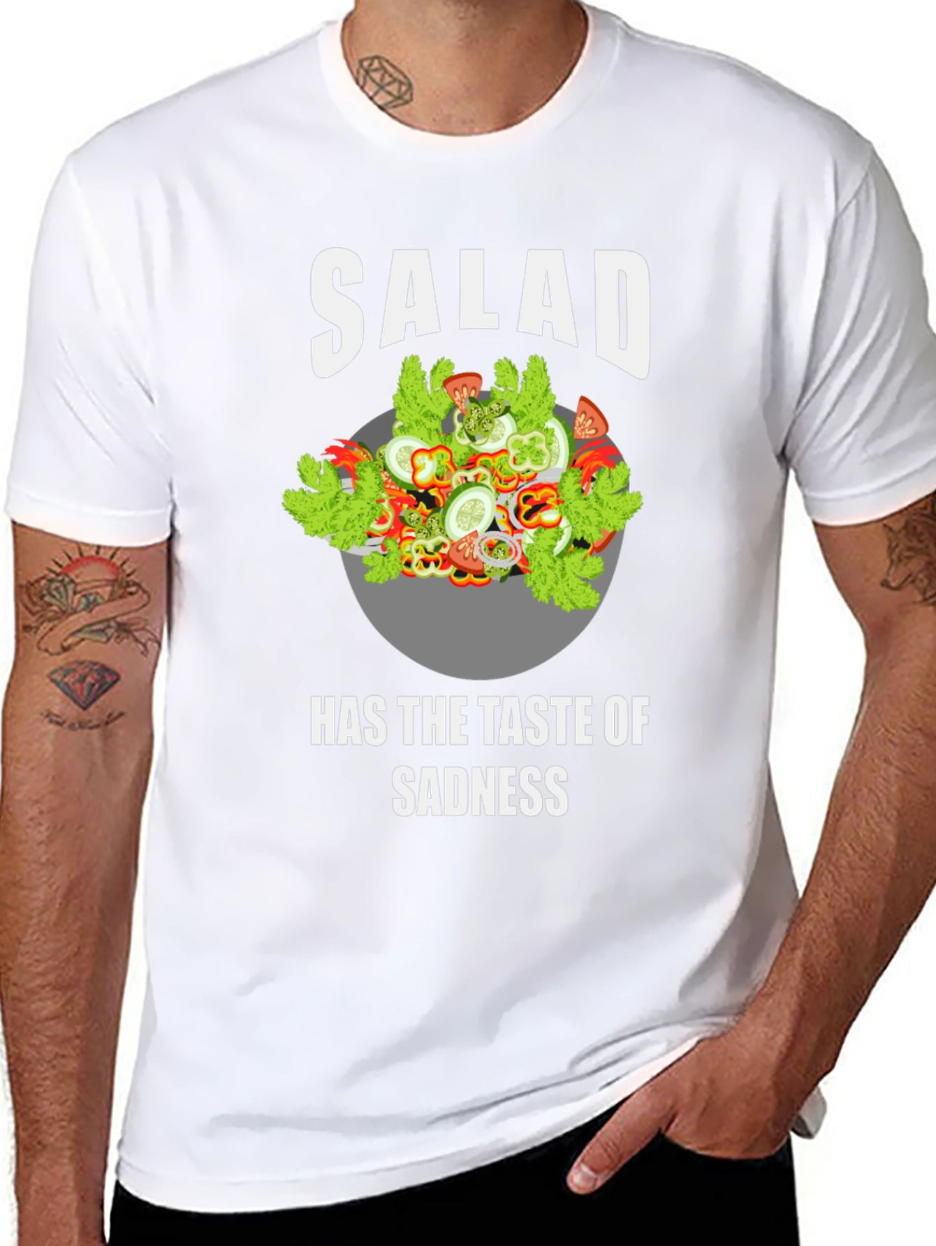 Black Salad Taste of Sadness Graphic T-Shirt - Funny Tee view 8