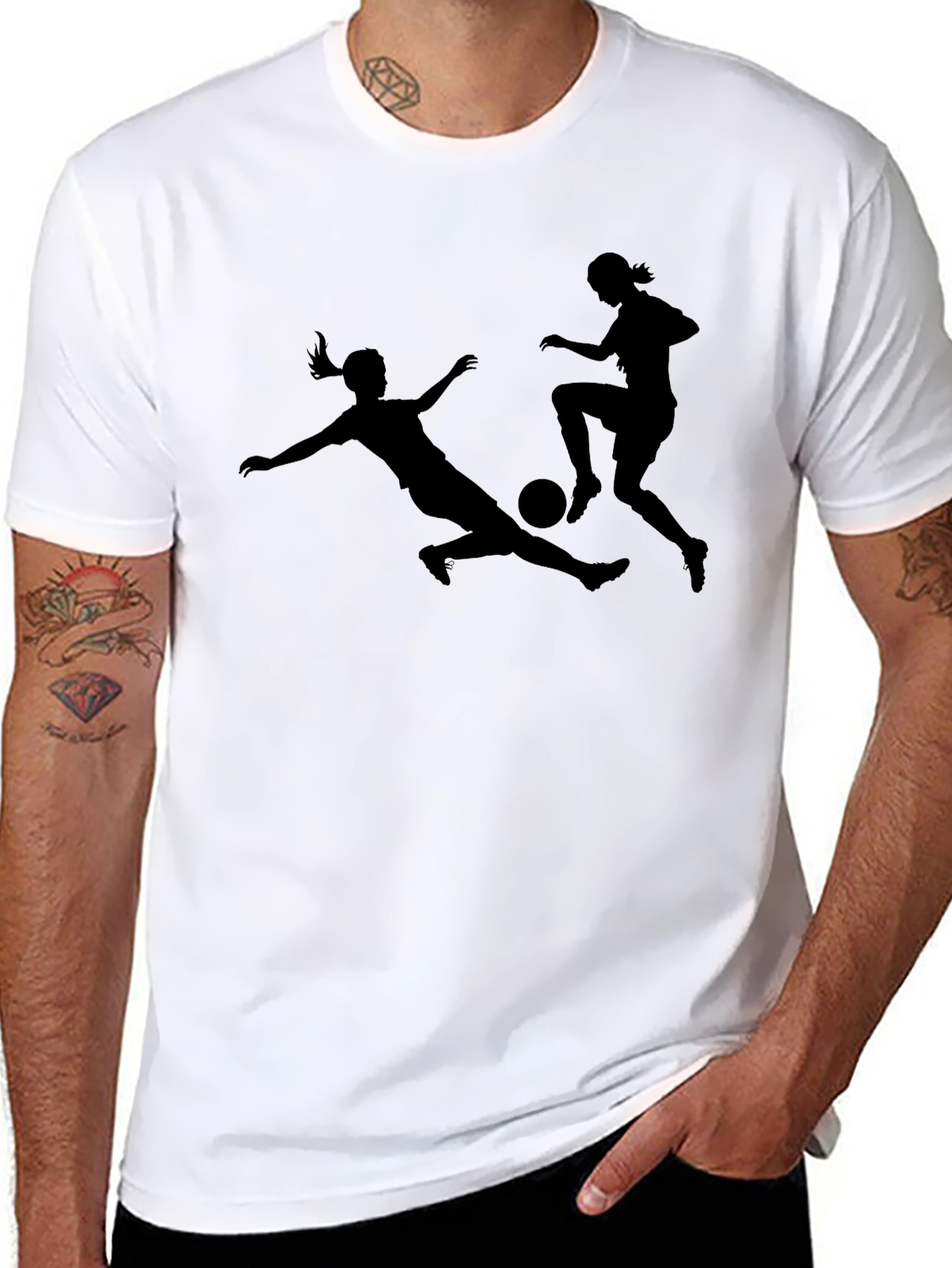 Black Women's Soccer Black Graphic Tee view 8