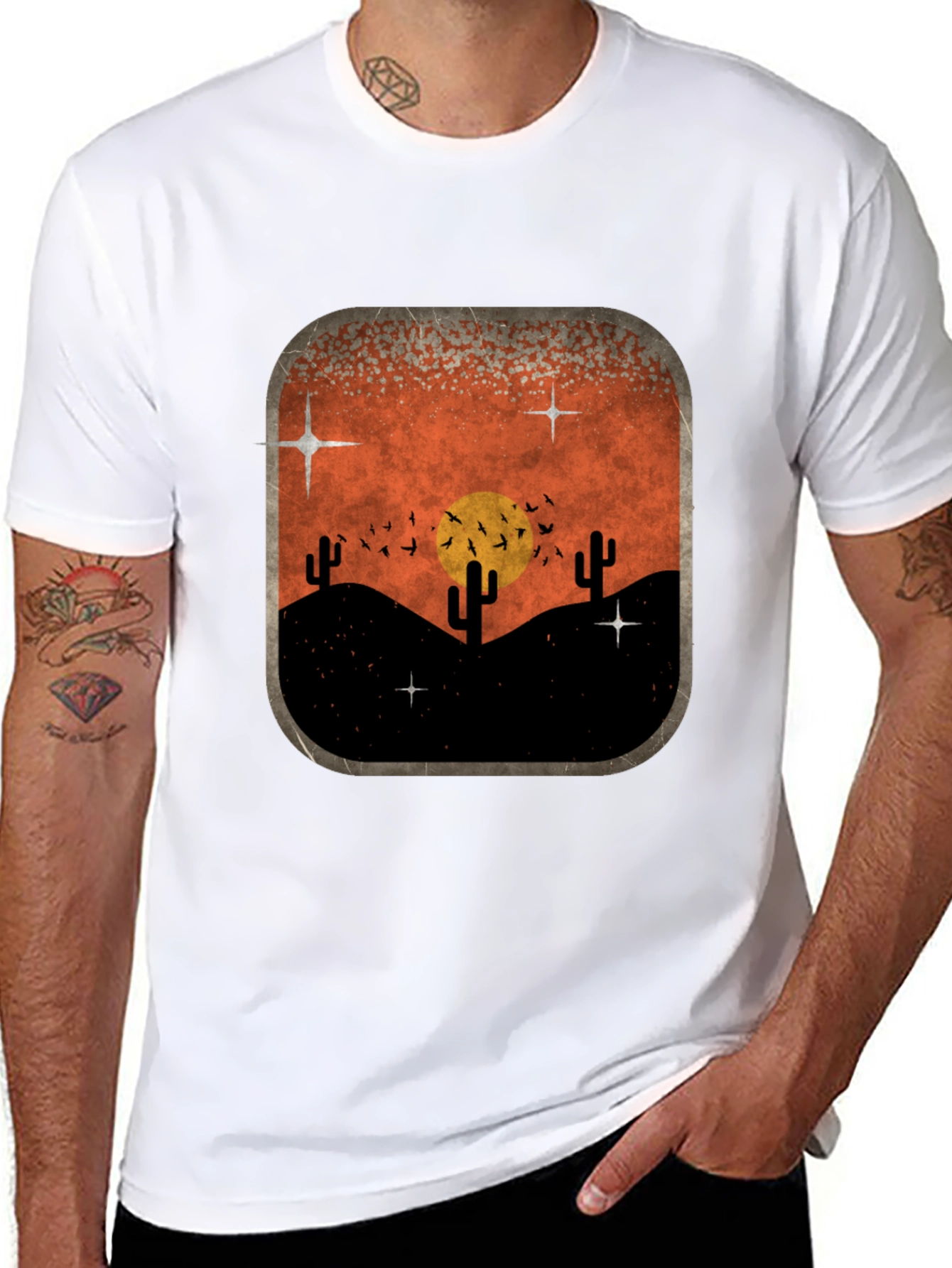Black Retro Desert Sunset Graphic Tee - Classic Black view 8