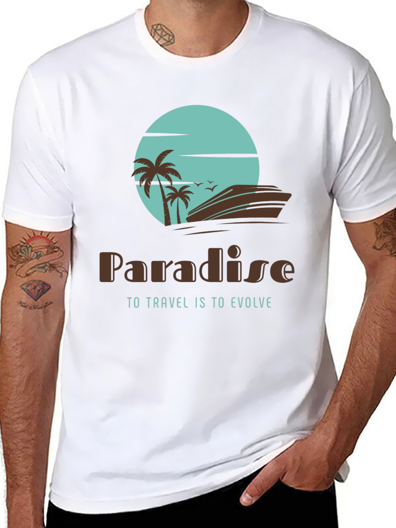 Black Paradise Travel T-Shirt - Evolve in Style view 8