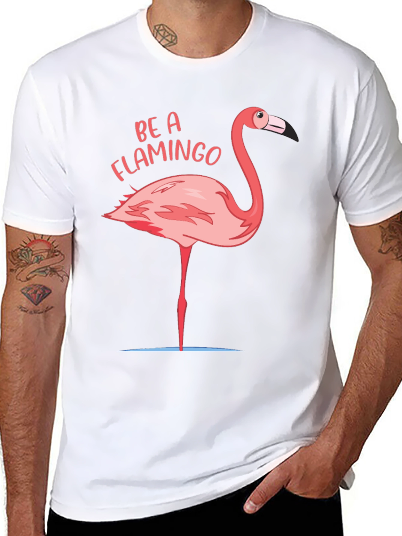 Black Be A Flamingo Graphic T-Shirt view 8
