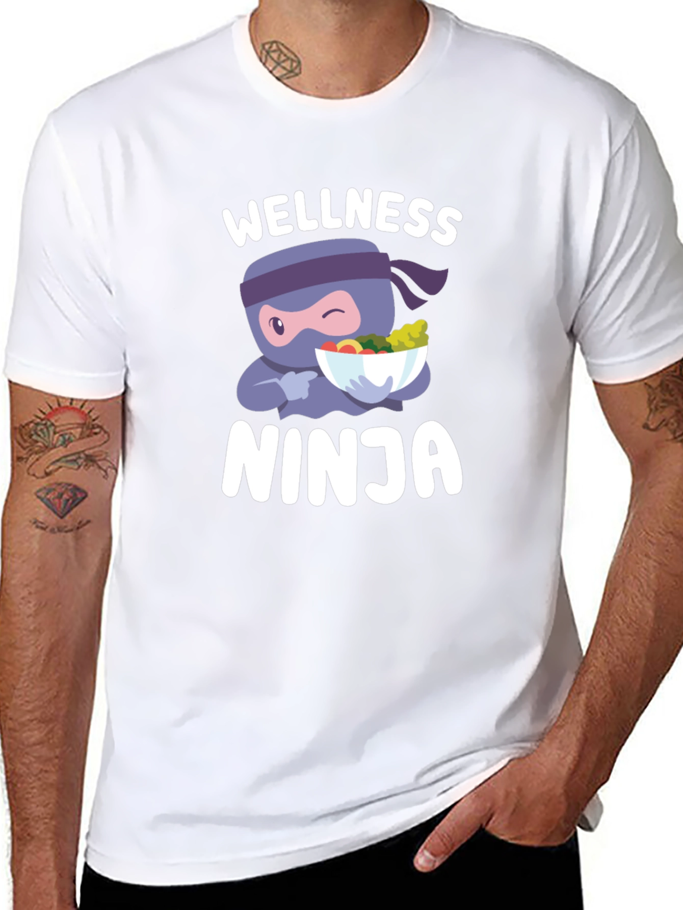 Wellness Ninja T-Shirt - Healthy Food Cartoon Tee - 8