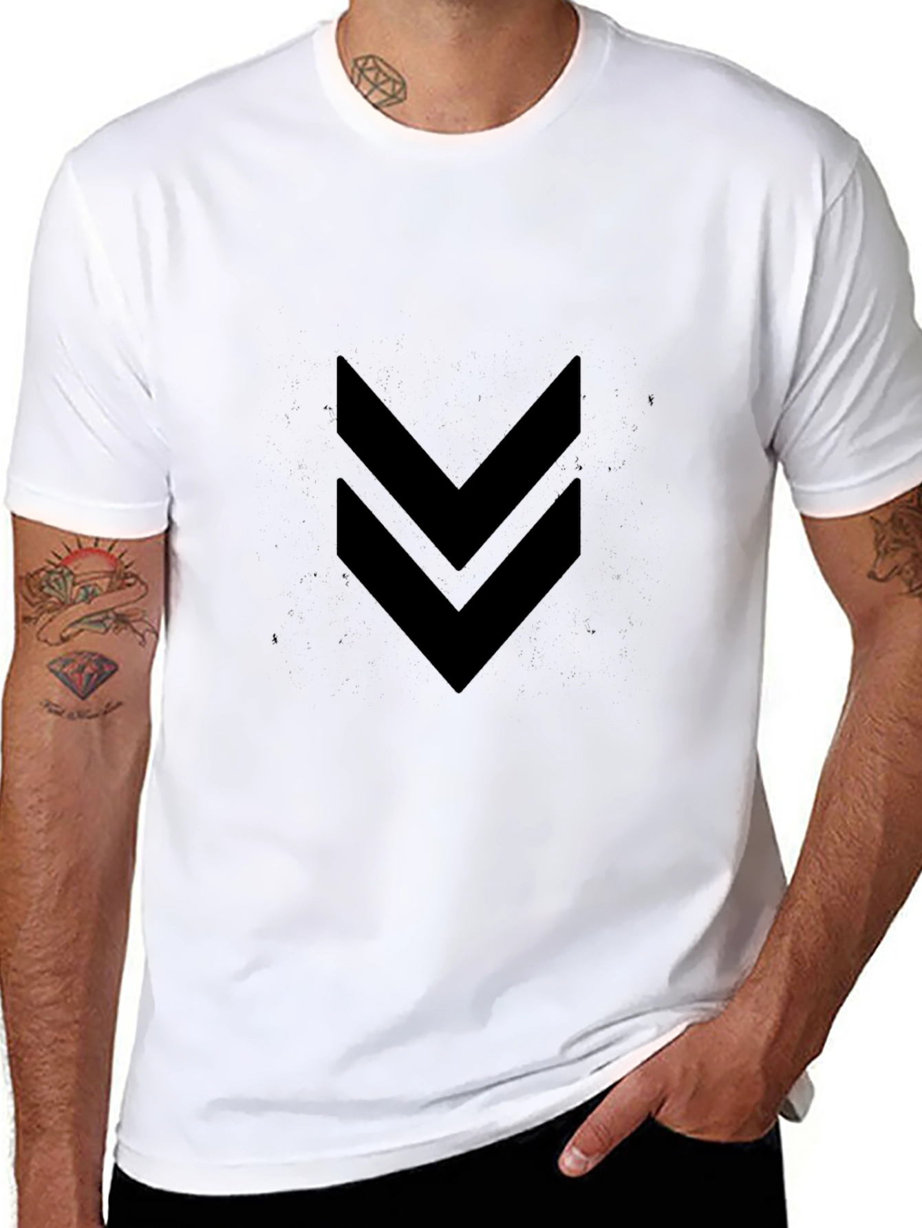 Black Men's Black Double Arrow Graphic Tee view 8