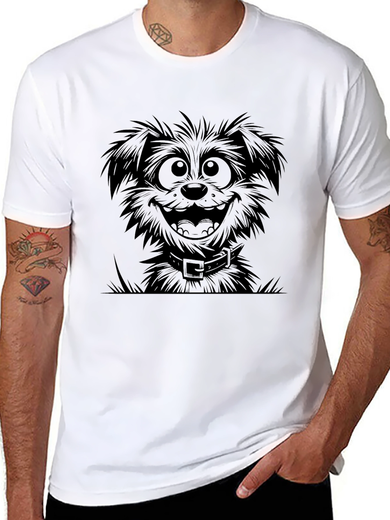 Black Cartoon Dog Black T-Shirt view 8