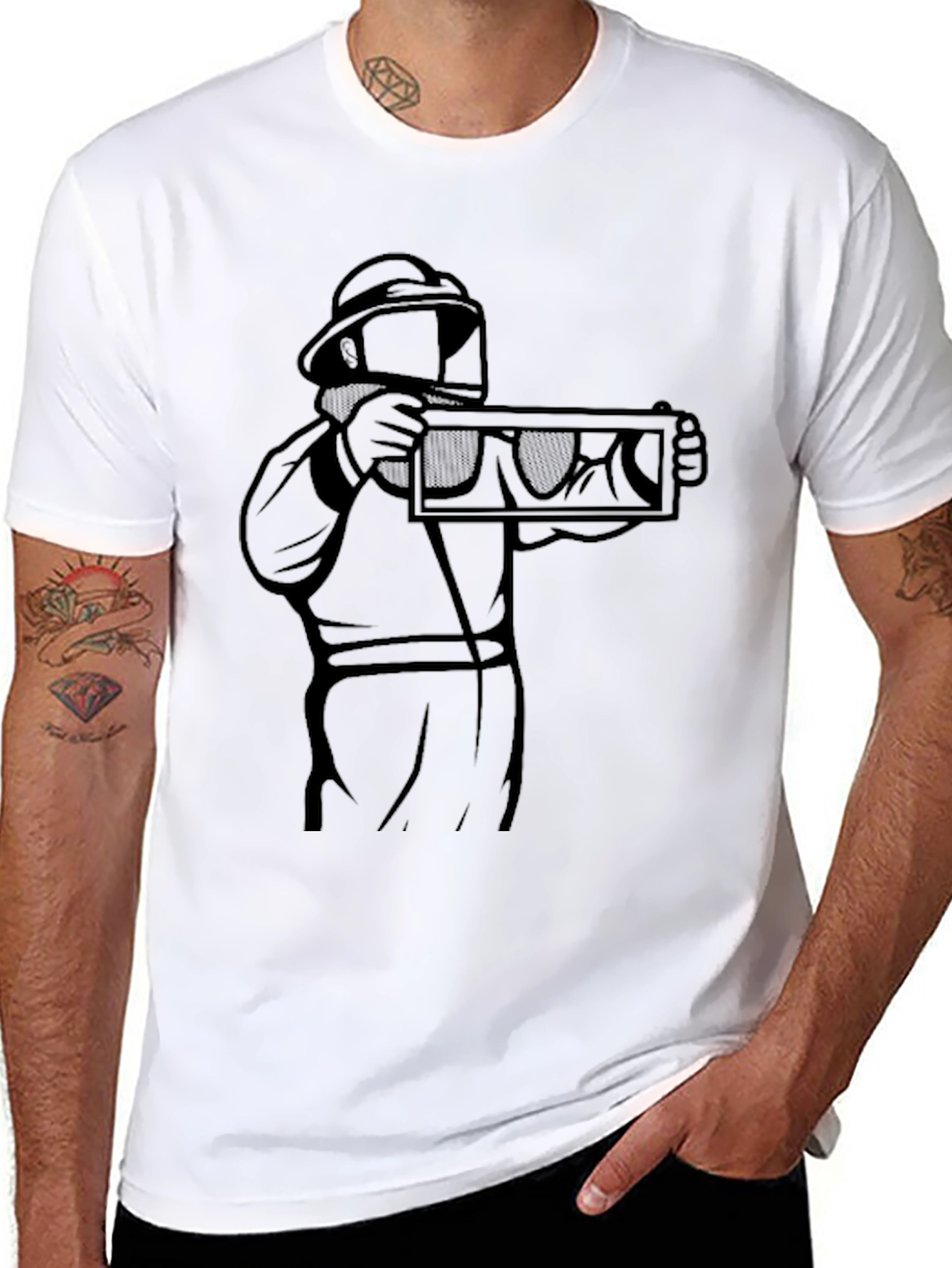 Black Beekeeper Graphic Tee - Honey Harvesting T-Shirt view 8