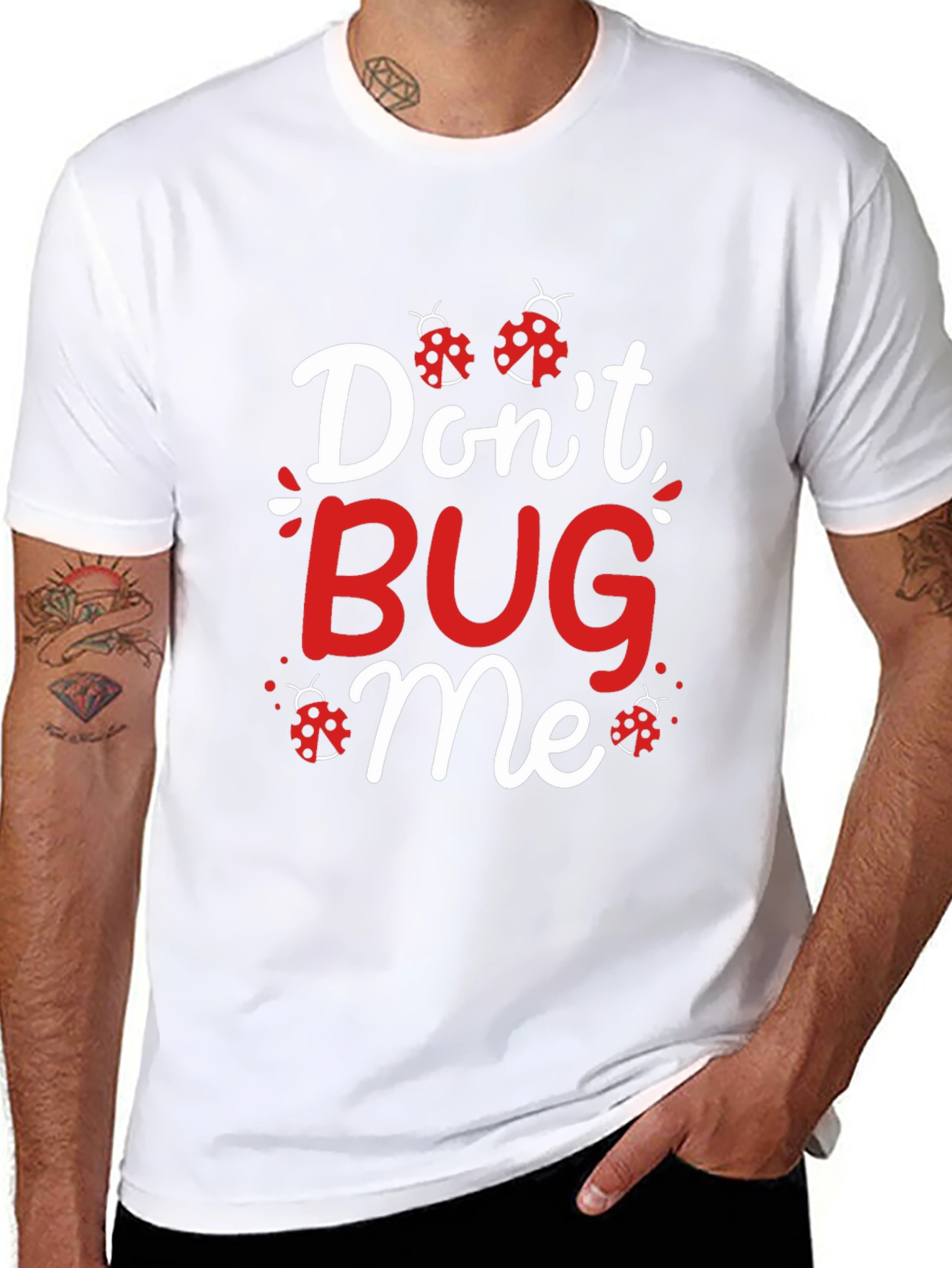 Black Don't Bug Me Ladybug Graphic T-Shirt view 8