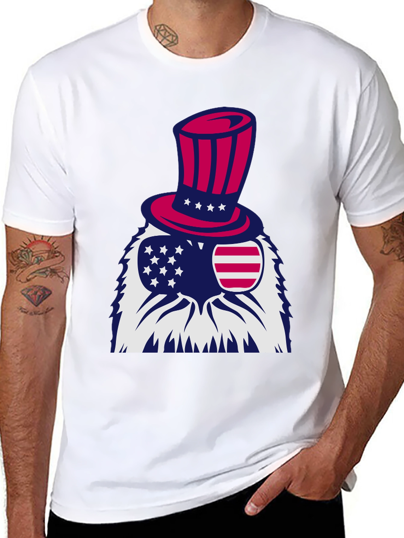 Black Patriotic Eagle T-Shirt - Stars and Stripes Design view 8