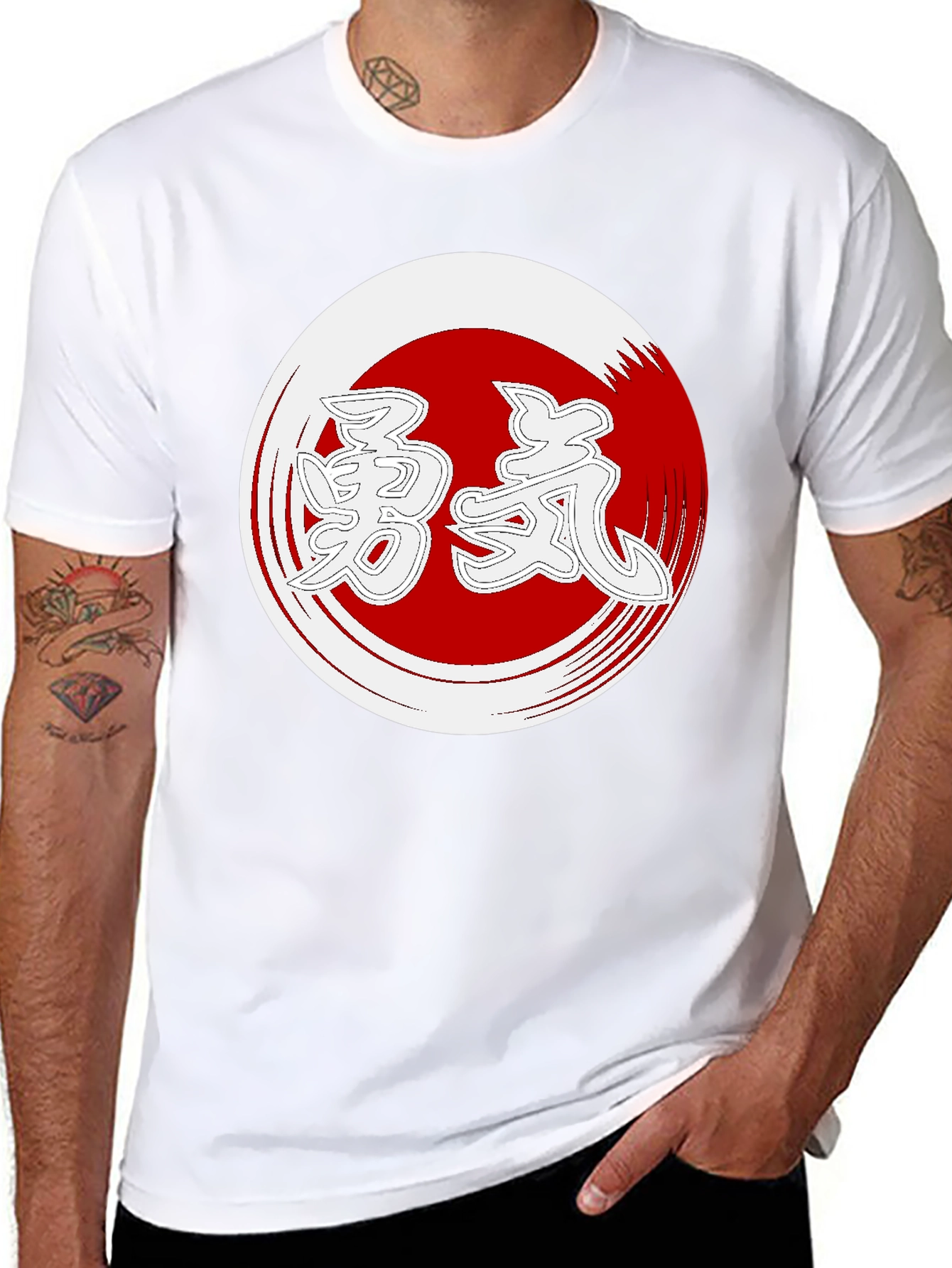 Black Japanese Courage Kanji Symbol T-Shirt view 8