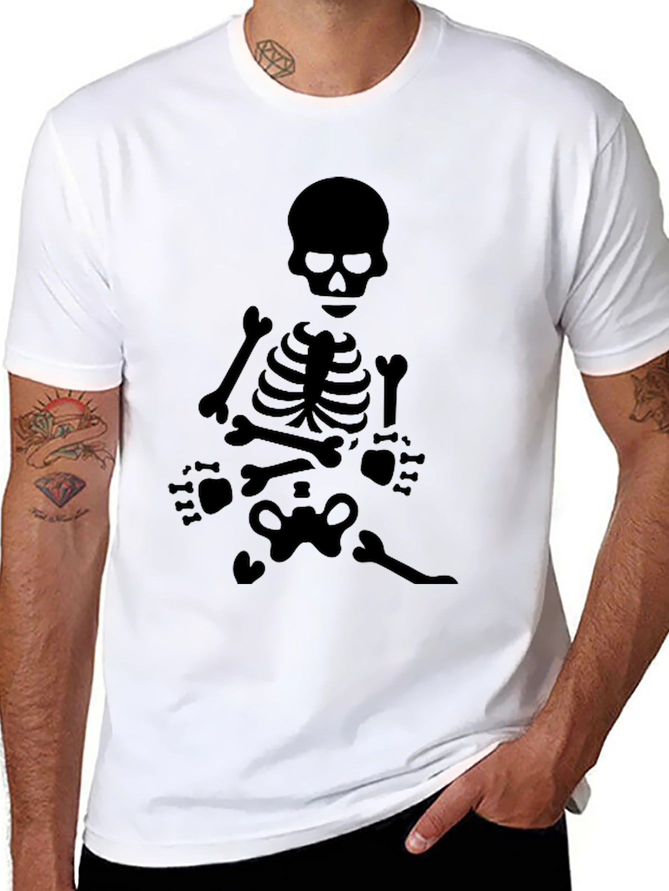 Black Skeleton Graphic Tee - Black Crew Neck view 8