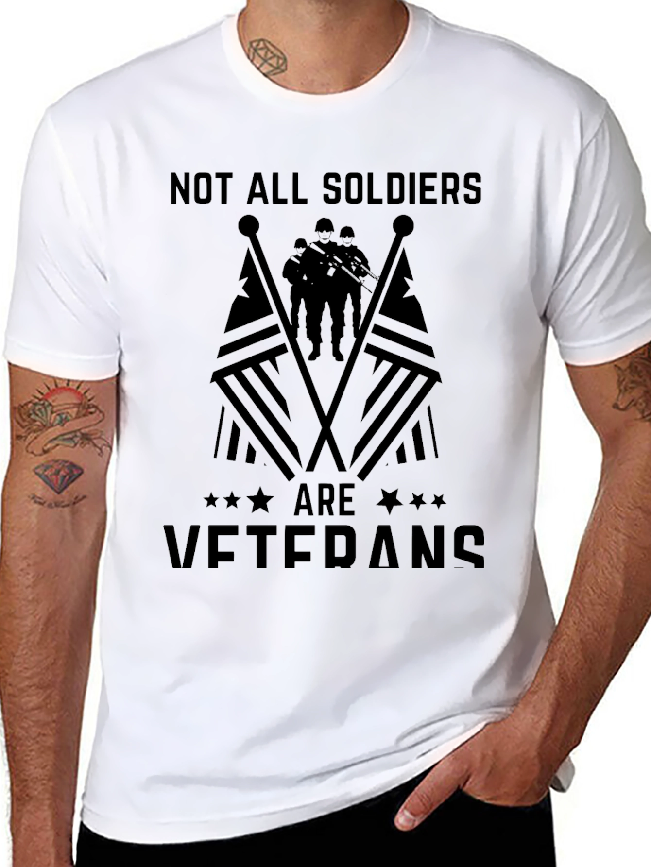 Black Not All Soldiers Are Veterans Graphic Tee view 8