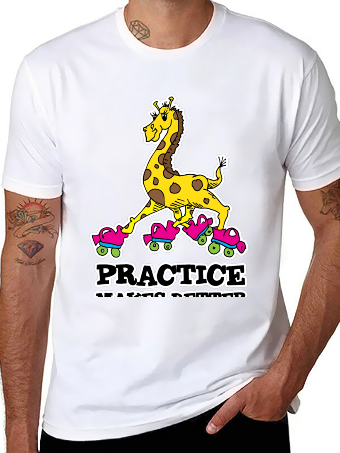 Black Giraffe Roller Skating T-Shirt - Practice Makes Progress view 8