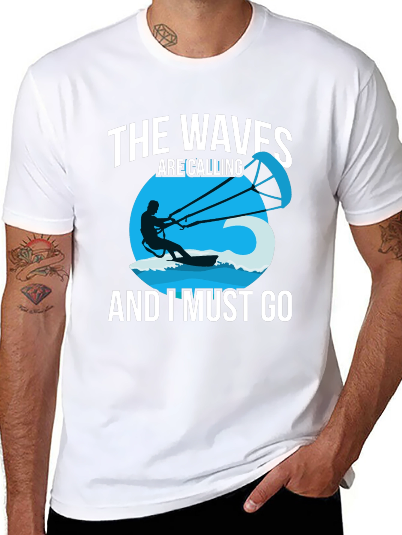 Black The Waves Are Calling Men's Graphic Tee view 8