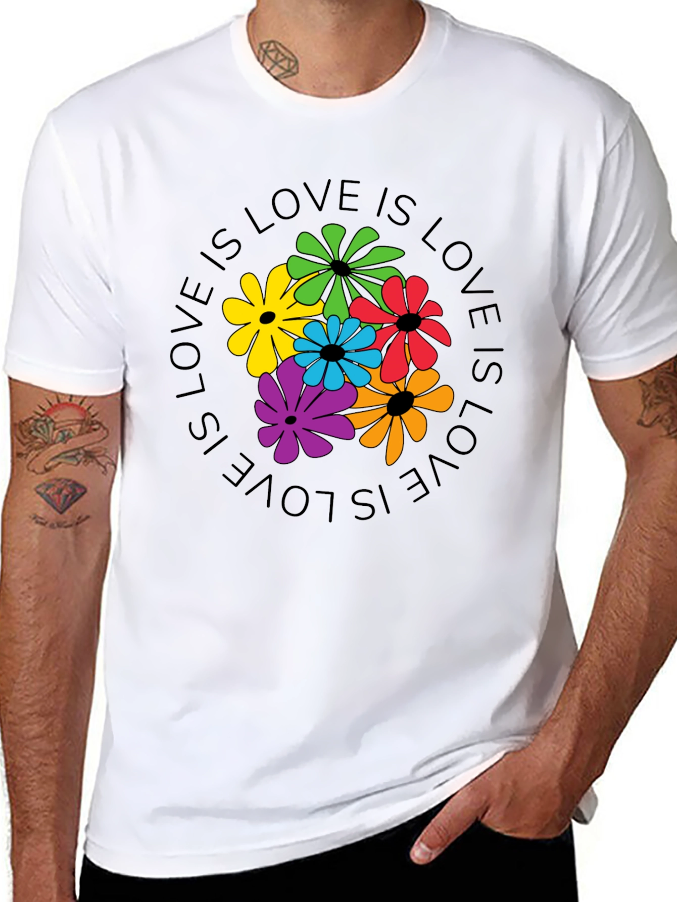 Black Love Is Love Floral Graphic Tee view 8