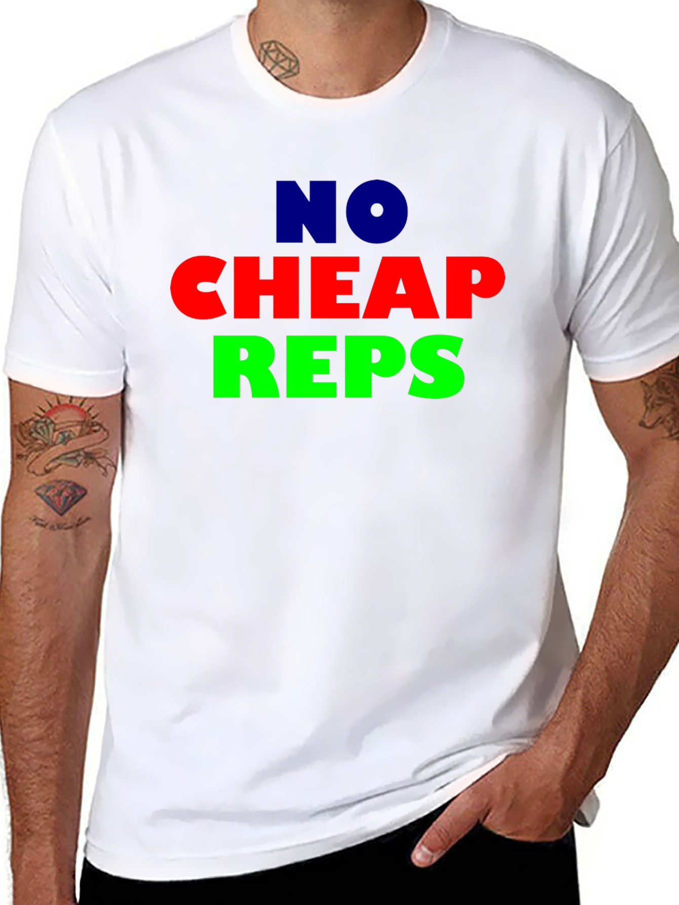 Black No Cheap Reps Graphic Tee - Gym & Fitness Apparel view 8