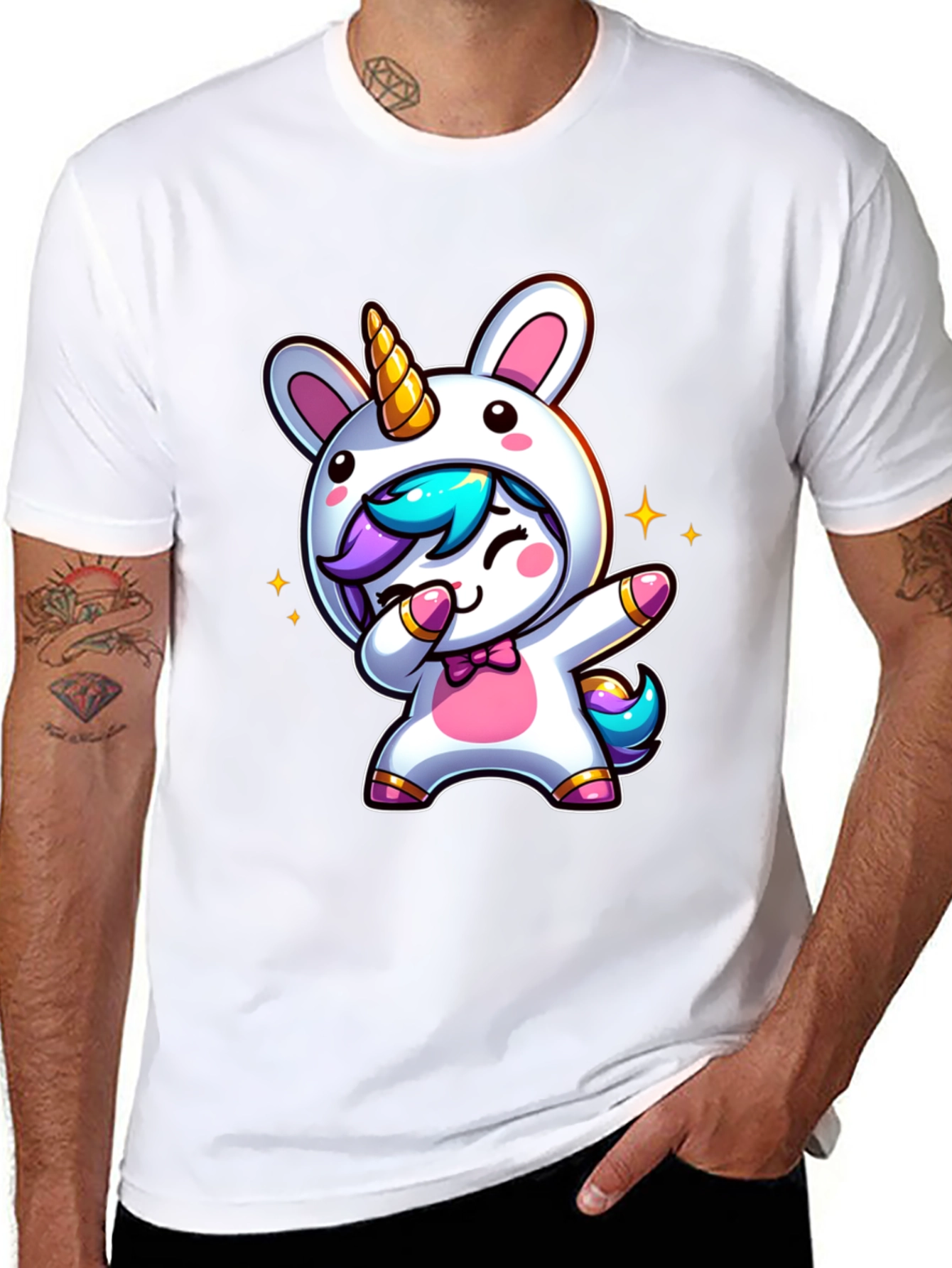Black Cute Unicorn Dab Black T-Shirt view 8