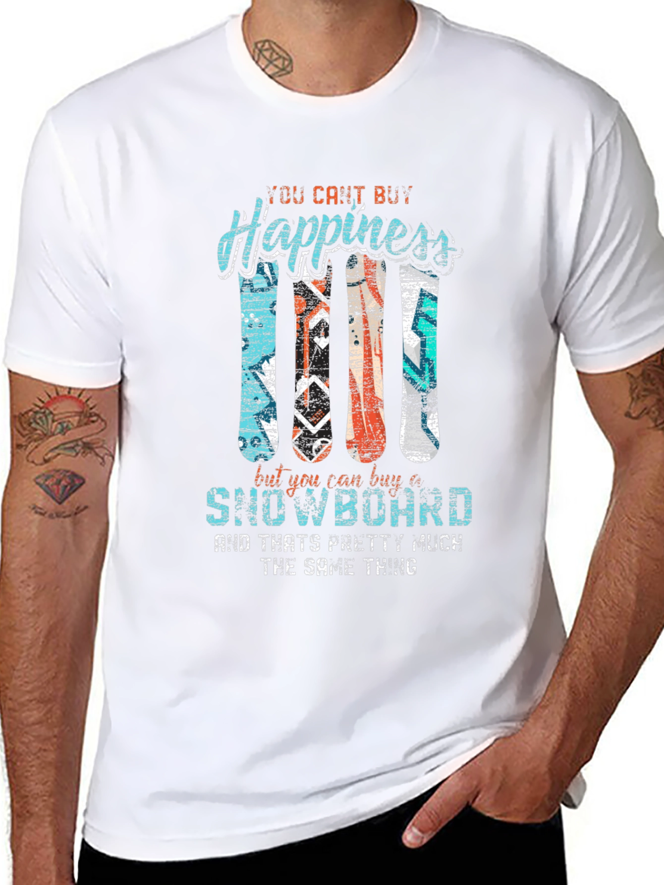 Black Snowboard Happiness T-Shirt view 8