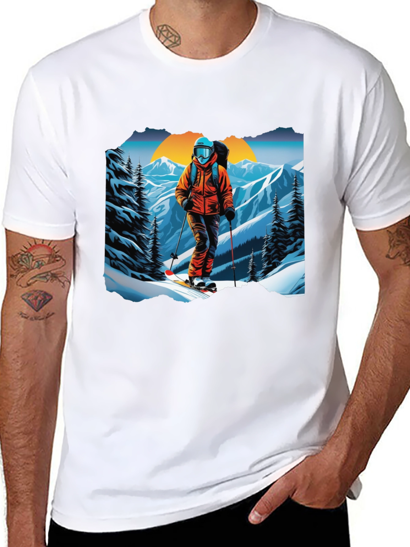 Black Ski Graphic Tee - Mountain Adventure Shirt view 8