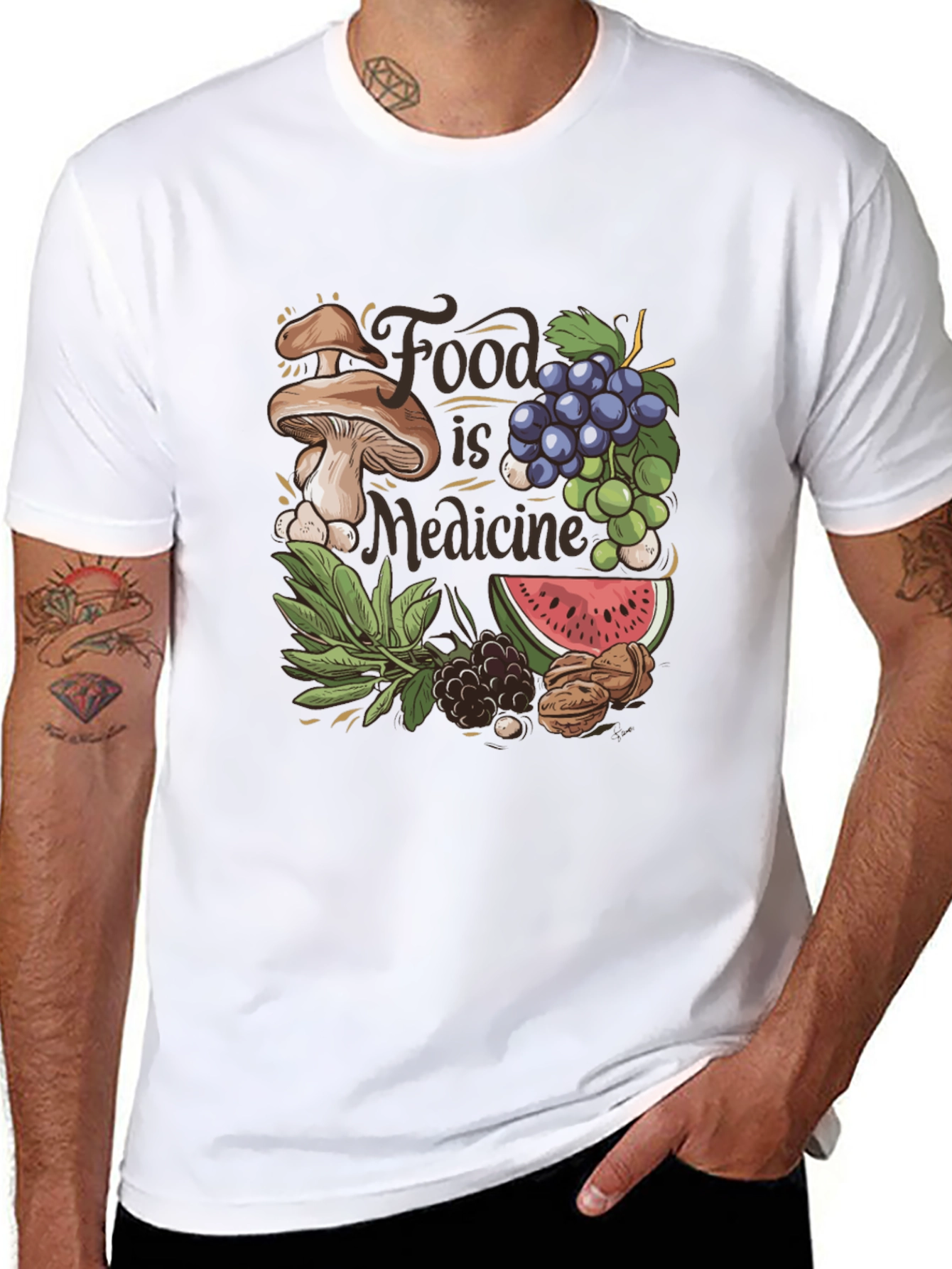 Black Food is Medicine Graphic T-Shirt view 8