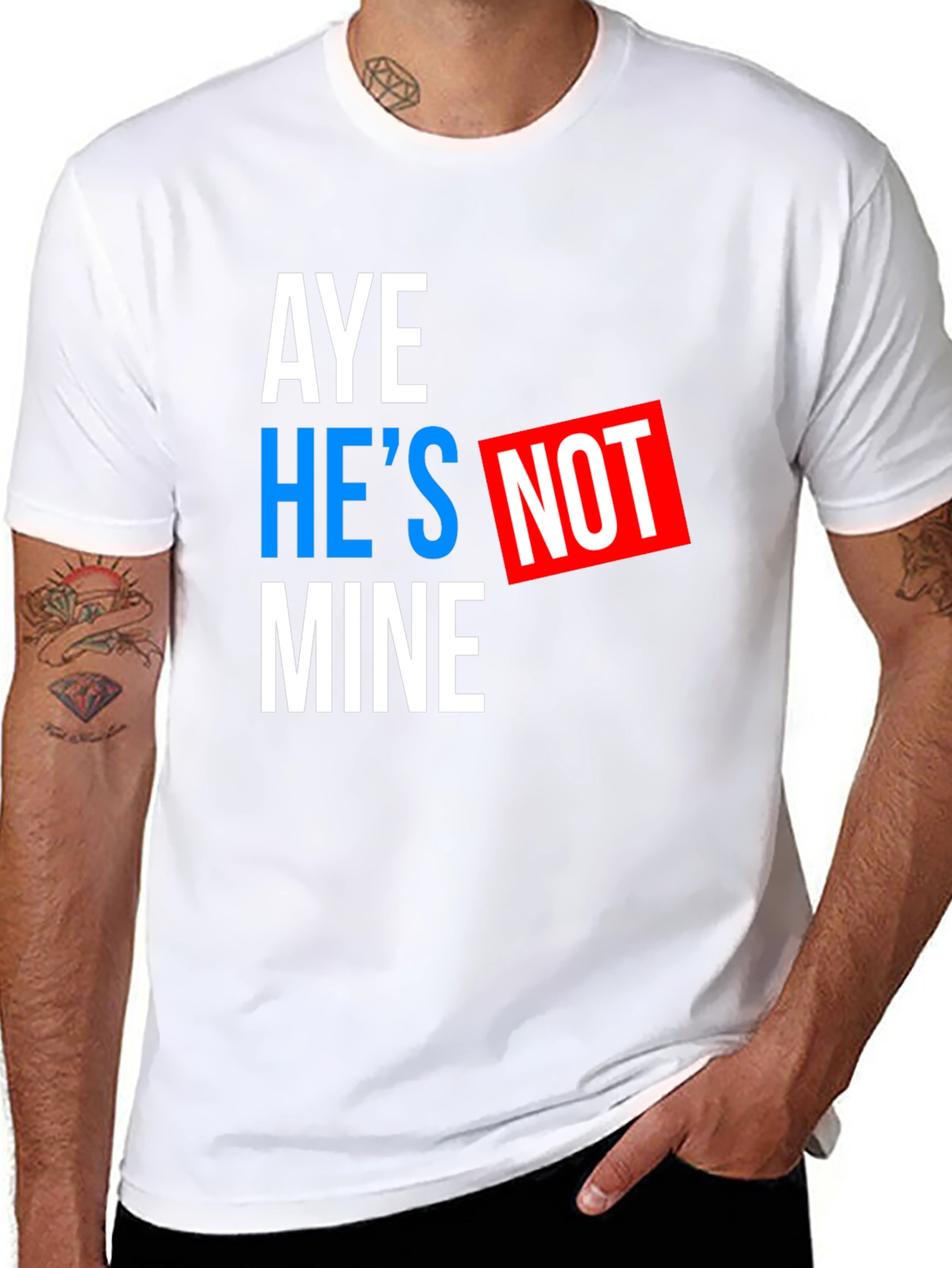 Black Aye He's Not Mine T-Shirt - Funny Statement Tee view 8