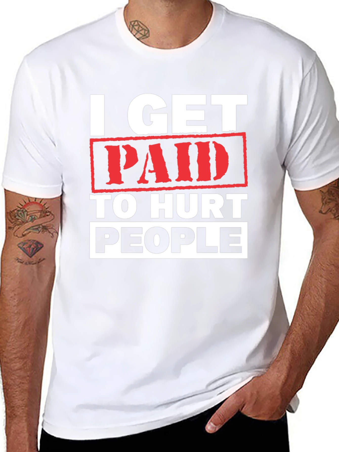 Black I Get Paid To Hurt People Graphic Tee view 8