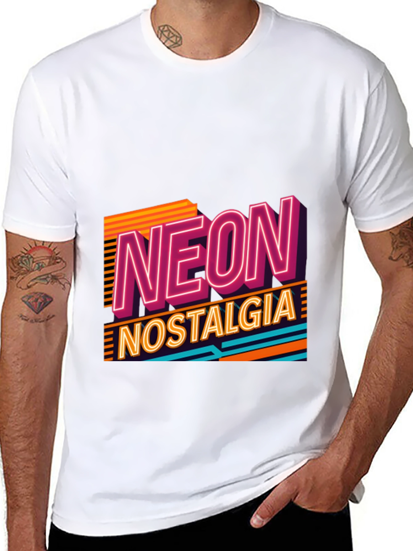 Black Retro Neon Nostalgia Graphic Tee view 8