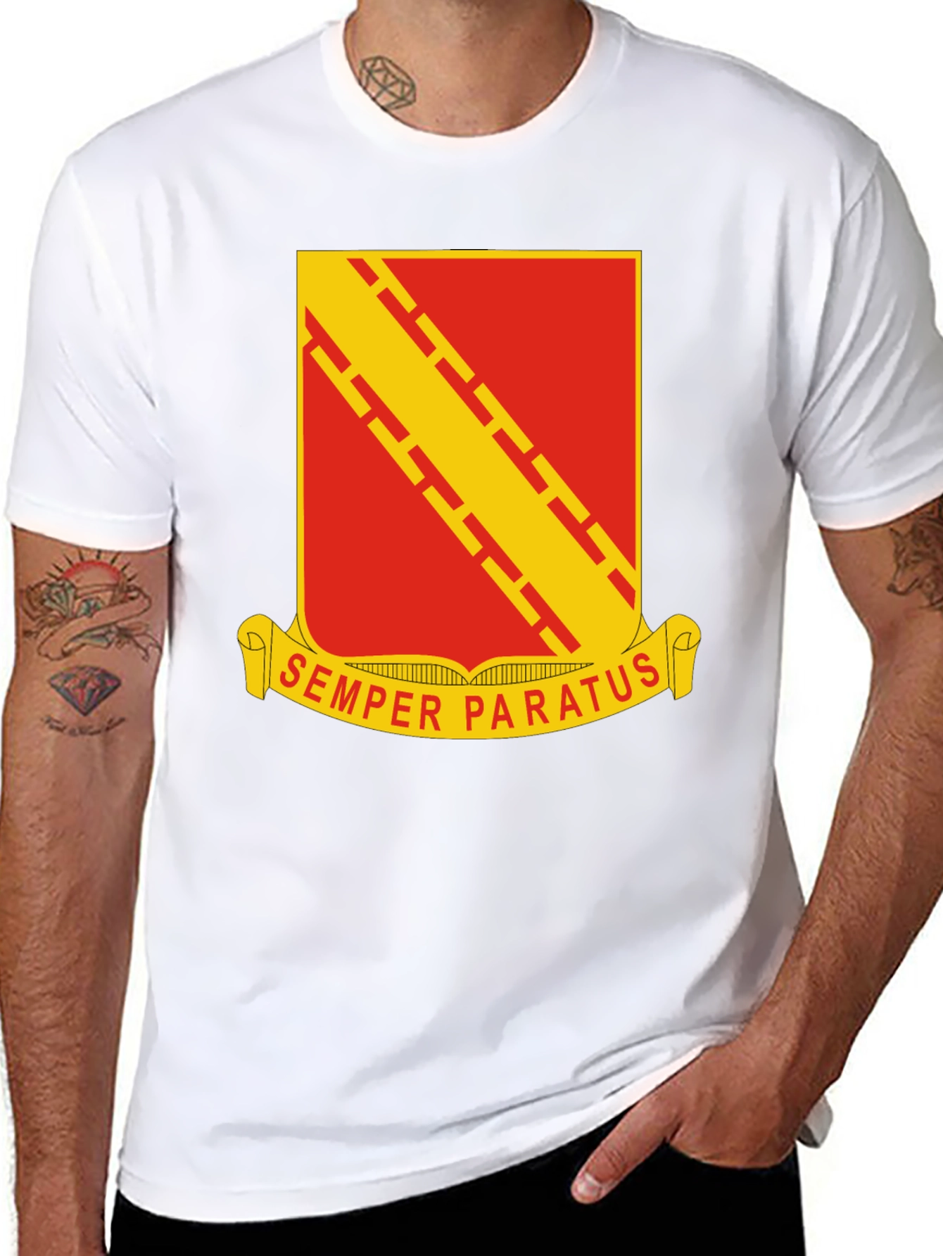 Black Semper Paratus T-Shirt - Military Graphic Tee view 8