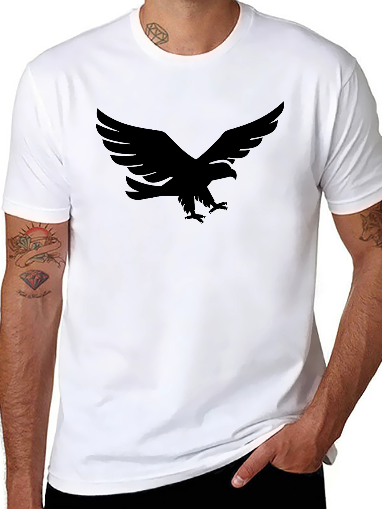 Black Black Eagle Graphic T-Shirt - Men's Fashion view 8