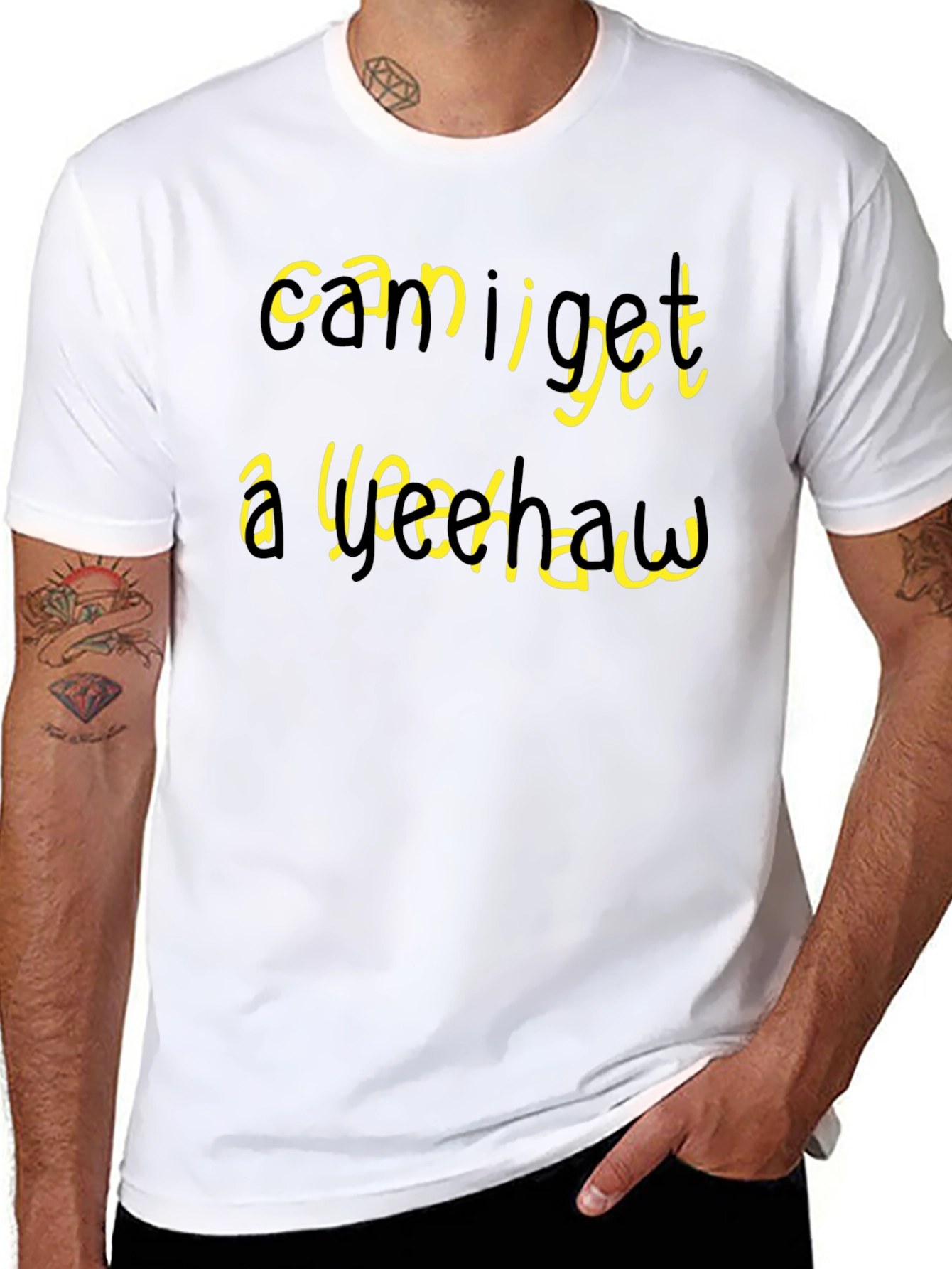 Black Can I Get A Yeehaw T-Shirt - Funny Graphic Tee view 8