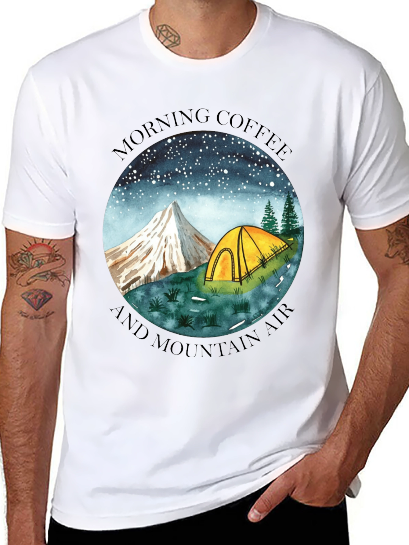 Black Morning Coffee & Mountain Air Graphic Tee view 8