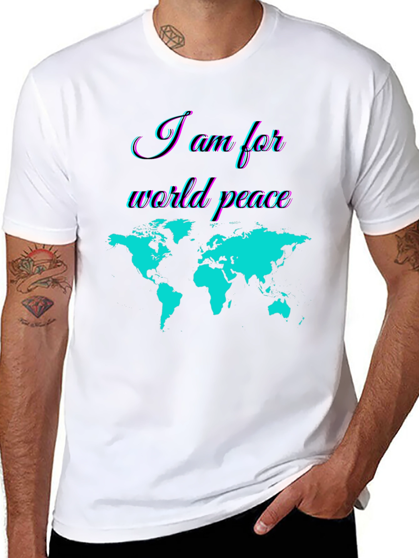 Black World Peace Graphic T-Shirt - Stylish Global Unity Design view 8